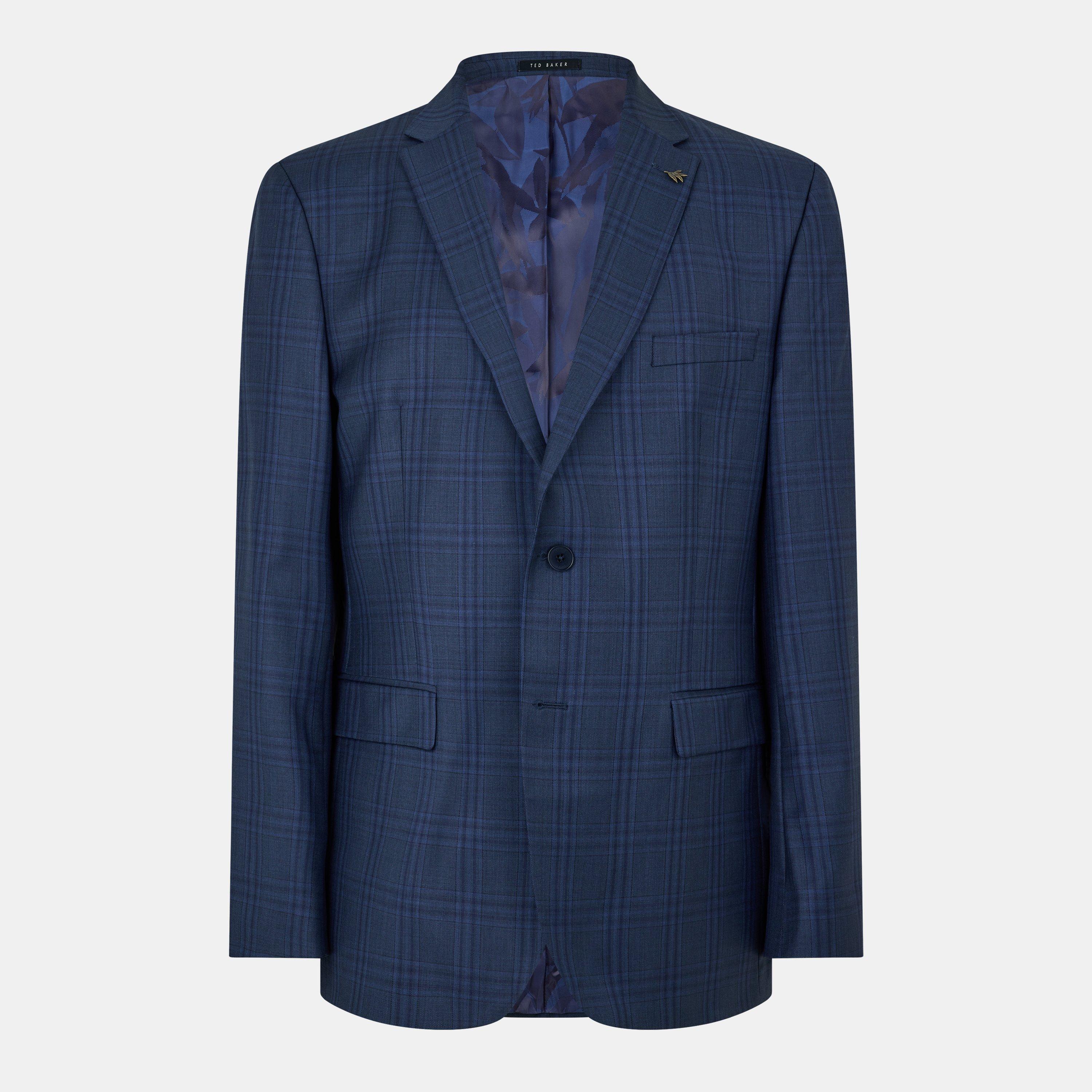 Ted Baker Men's Check Regular Suit Jacket - Dark Blue - 44 (54)
