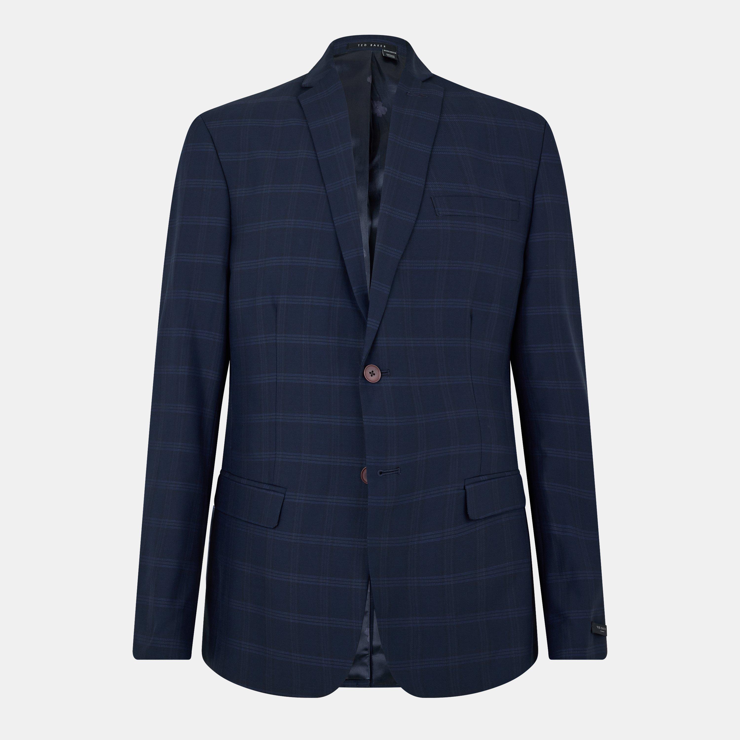 Navy - Ted Baker - Men's Rust Check Suit Jacket - 1