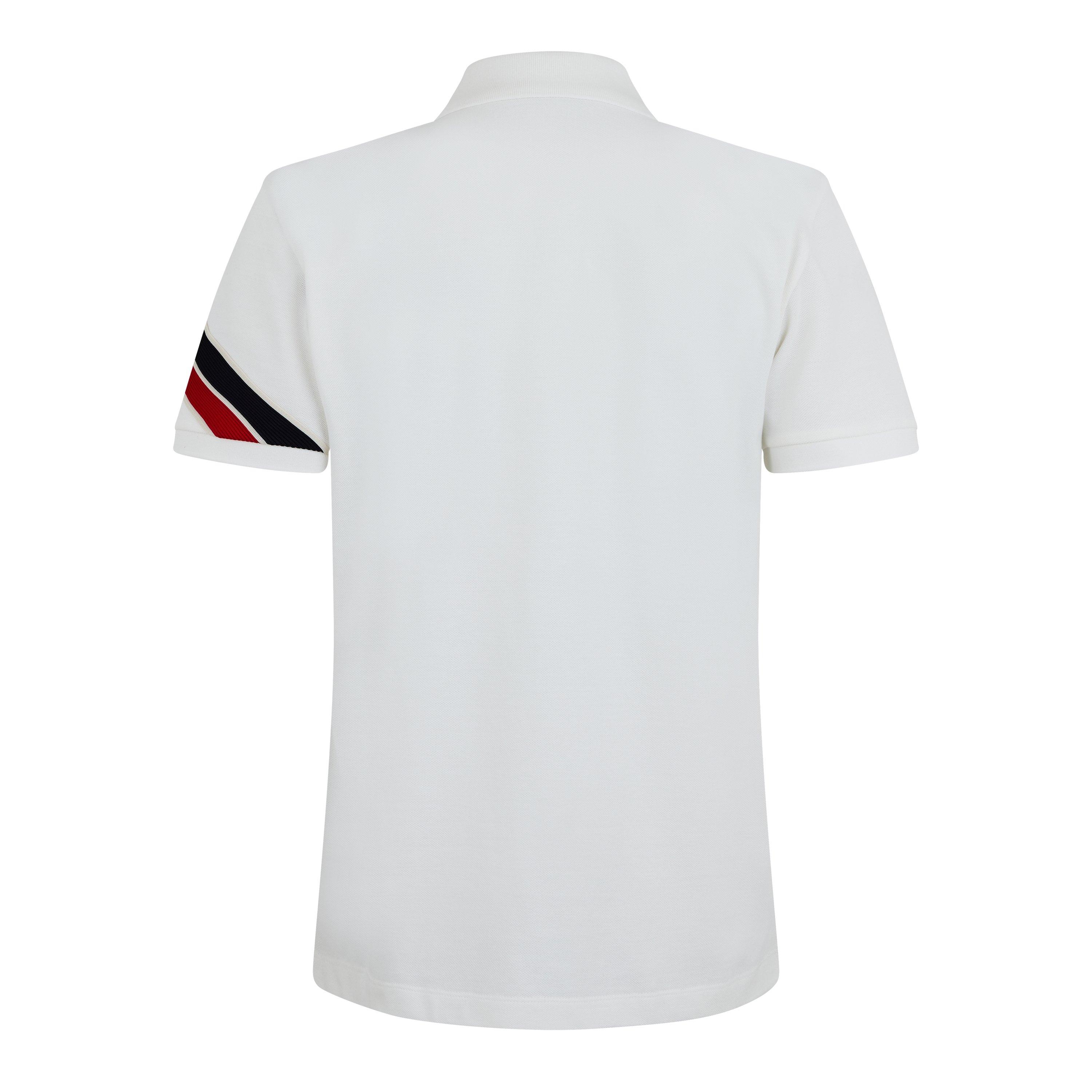 White 032 - Moncler - Tricolour Trimmed Cotton Piquet T-Shirt - 2