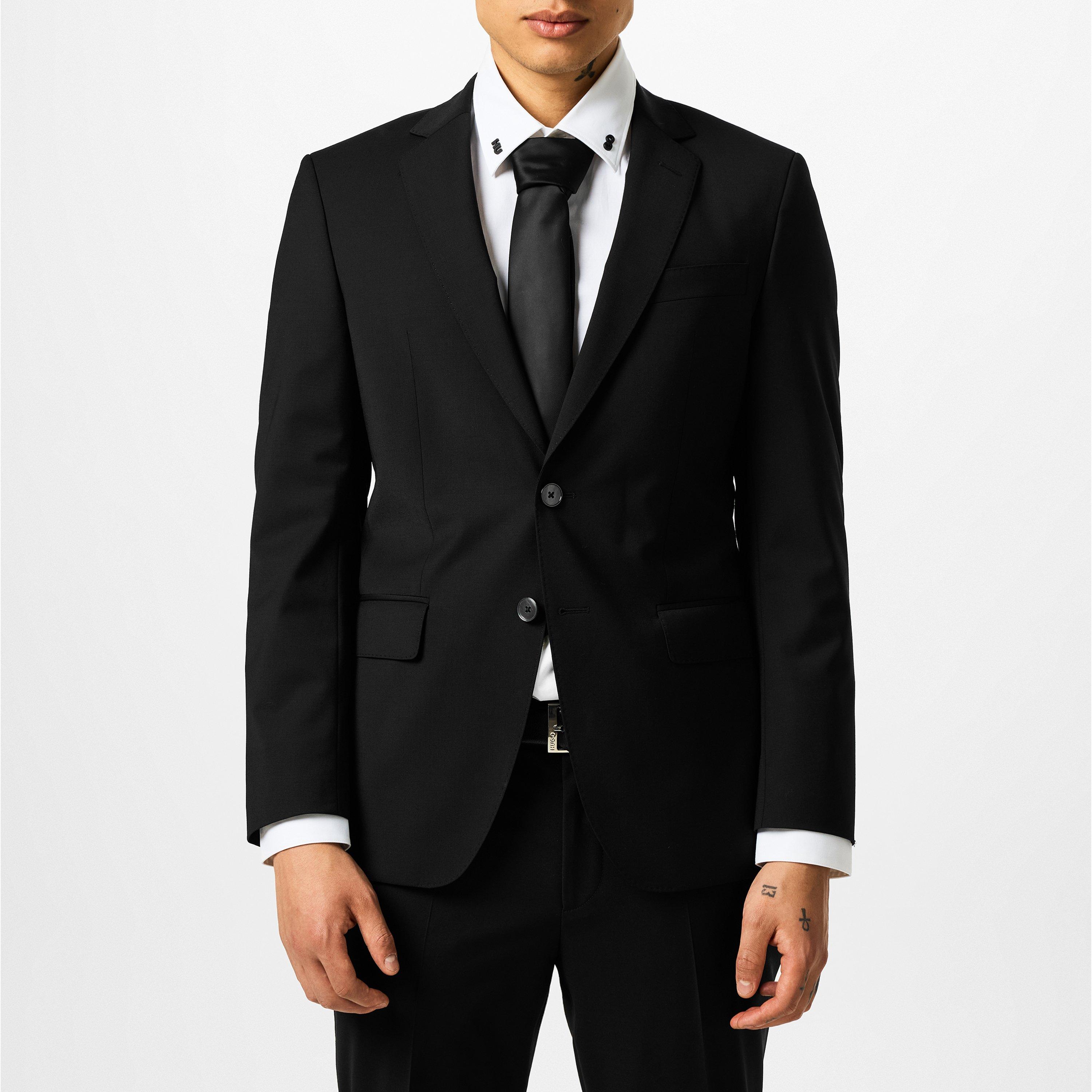 Black 001 - Boss - Men's HBB Huge MM Suit Jacket, Distinguished Tailoring - 3