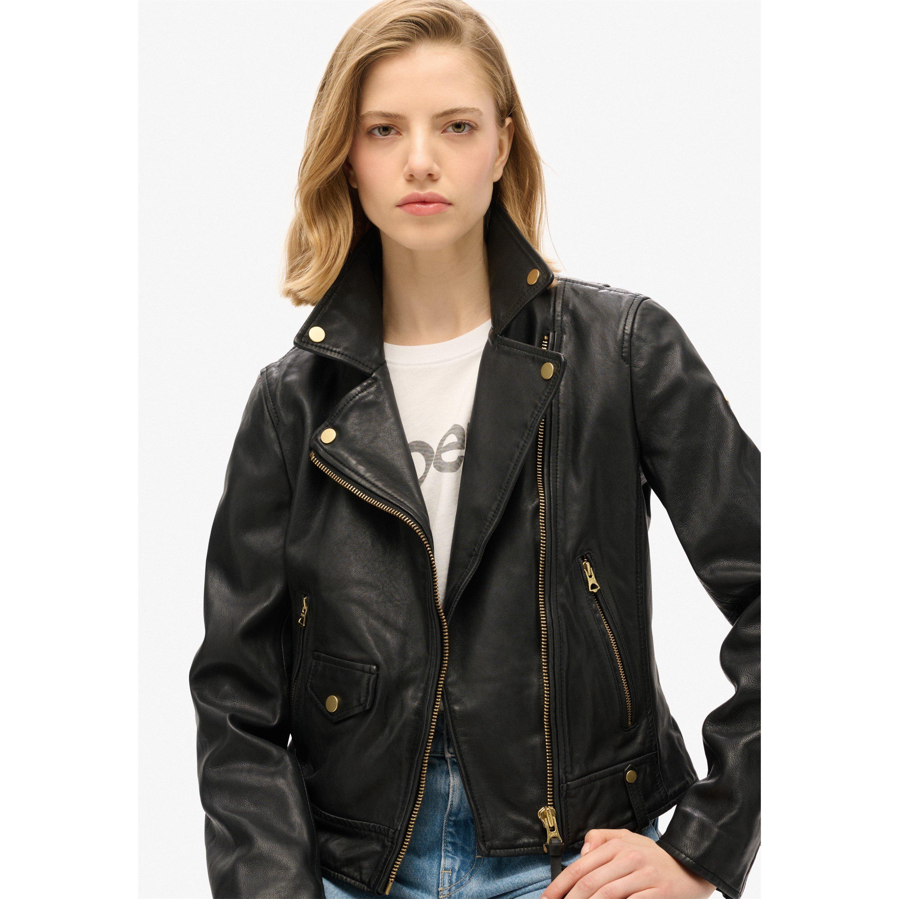 Schwarz - Superdry - Women's Biker Leather Jacket - 3