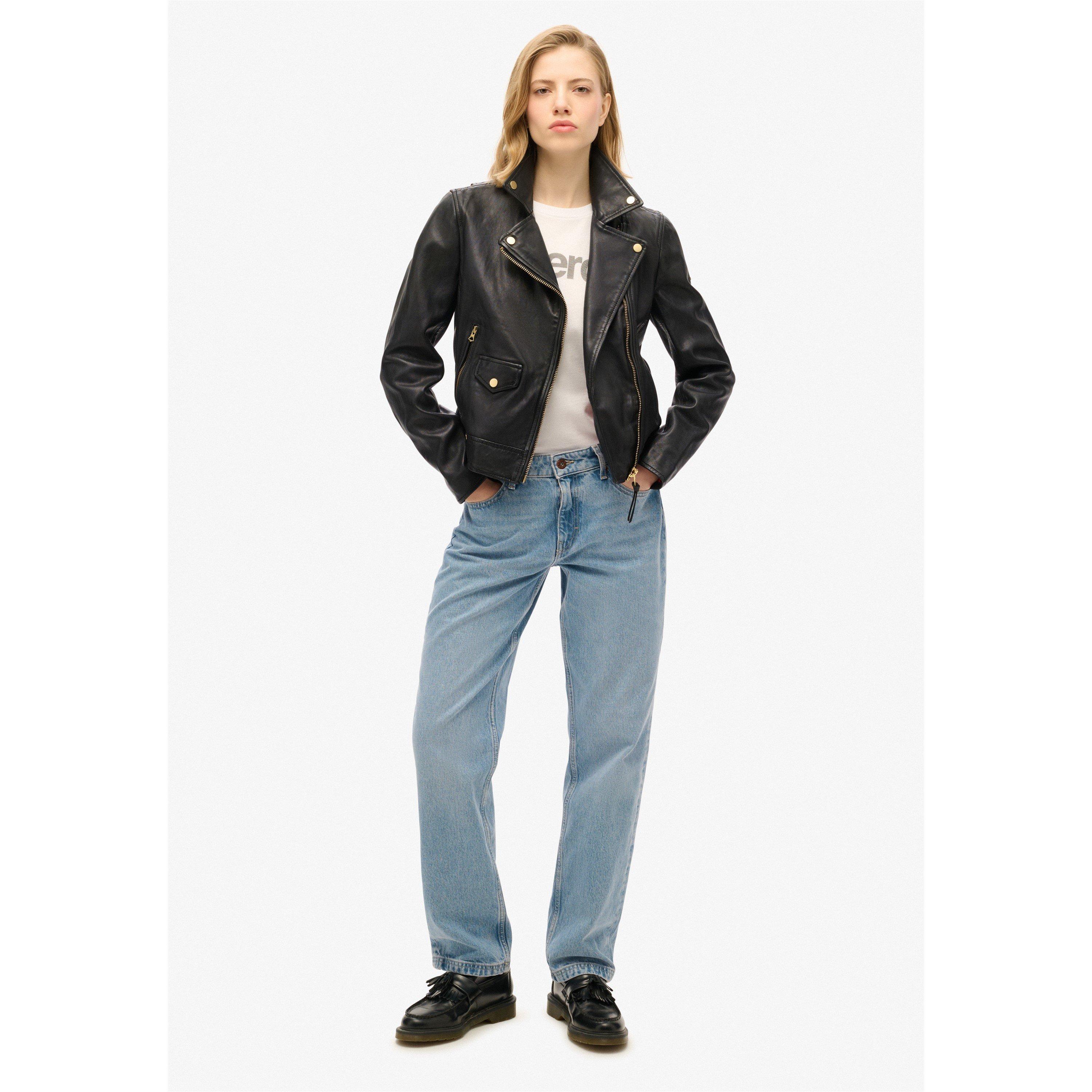 Schwarz - Superdry - Women's Biker Leather Jacket - 4