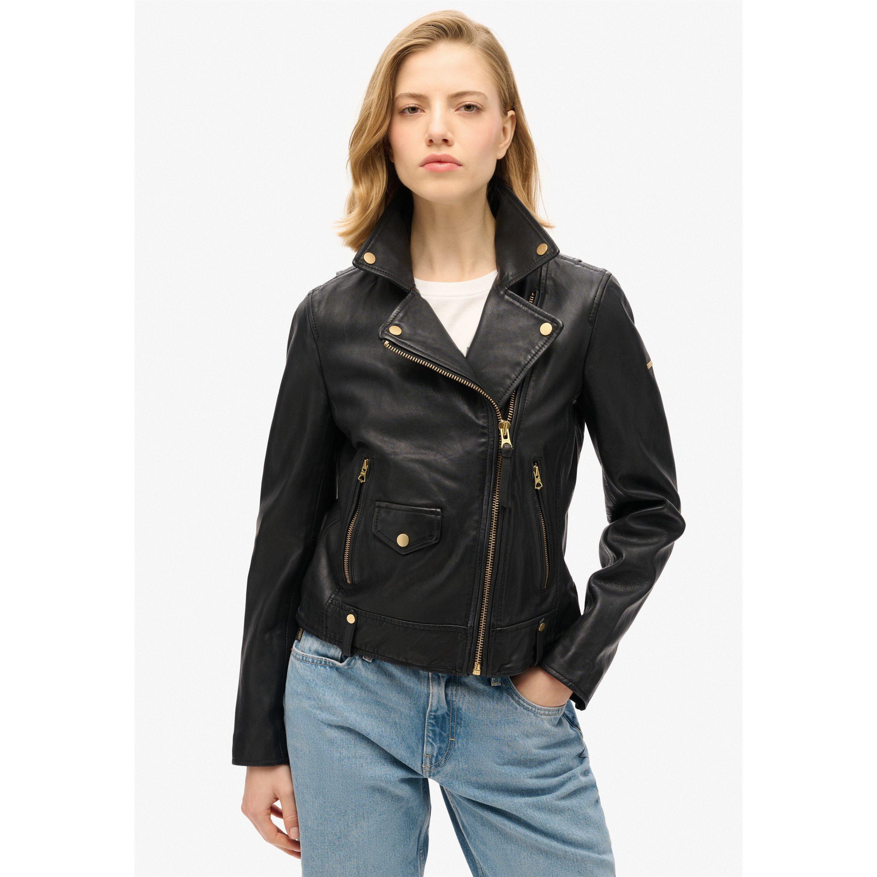 Schwarz - Superdry - Women's Biker Leather Jacket - 5
