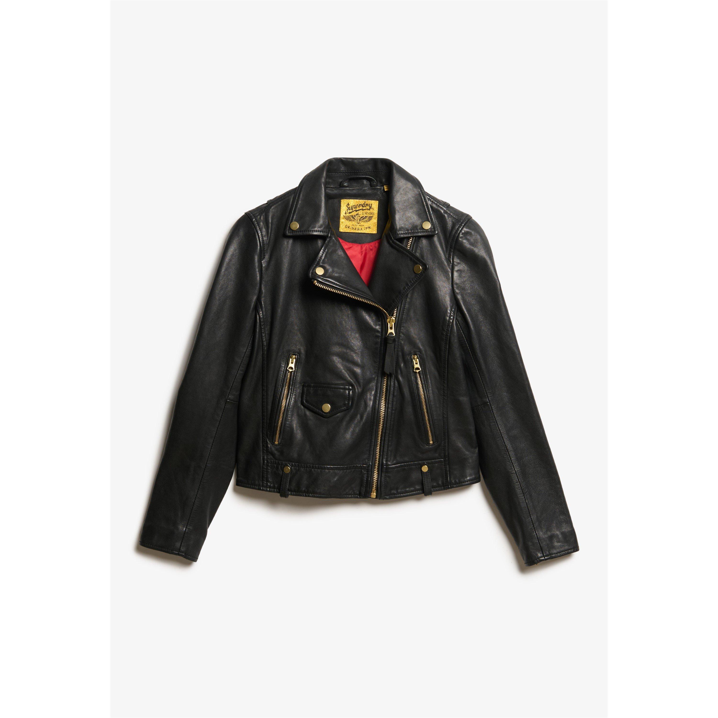Schwarz - Superdry - Women's Biker Leather Jacket - 6