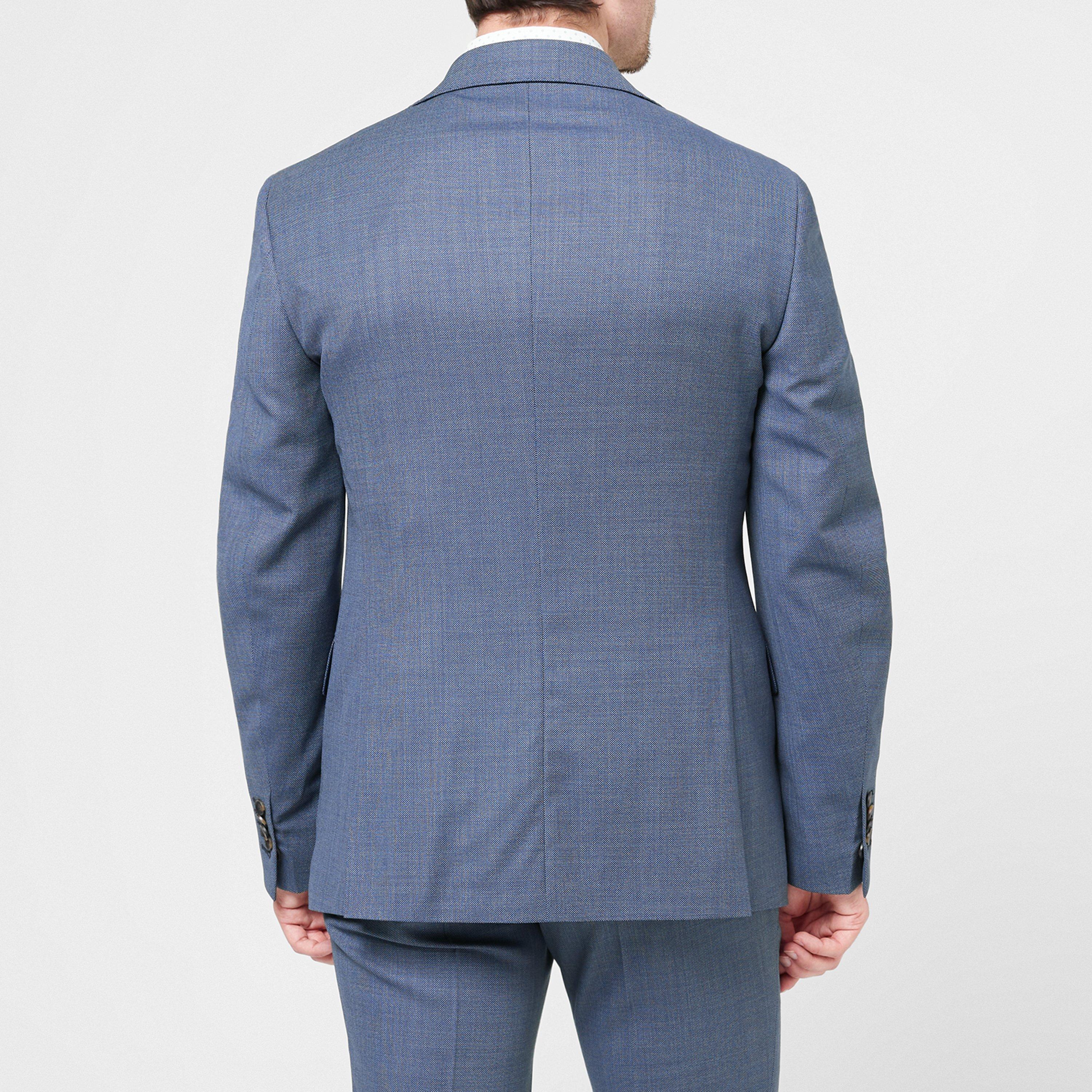 Blue - Richard James - Wilder Tailored Fit Blue Birdseye Suit Jacket - 4