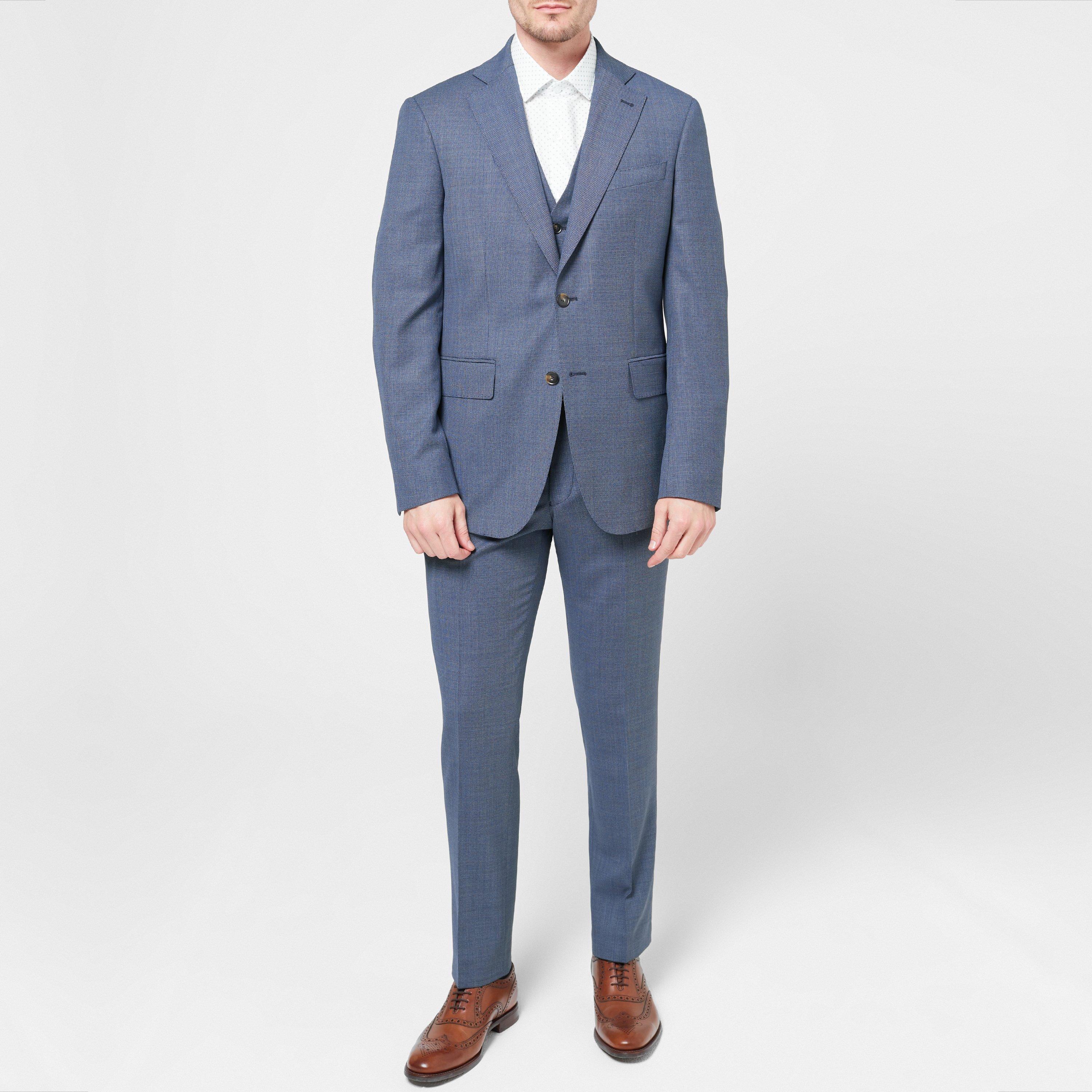 Blue - Richard James - Wilder Tailored Fit Blue Birdseye Suit Jacket - 7