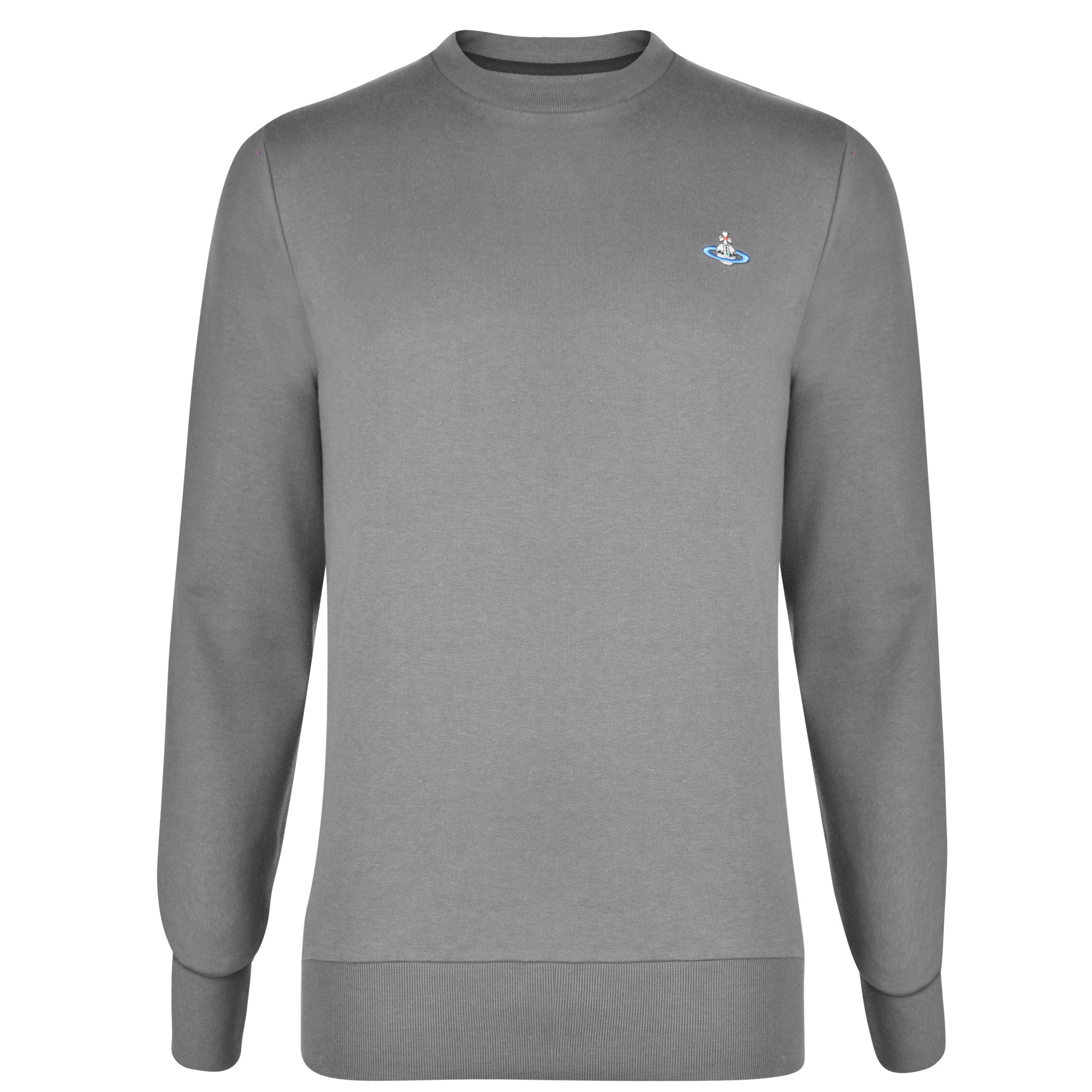 Grey - Vivienne Westwood - Men's Logo Cotton Orb Crew Neck Sweatshirt - 7
