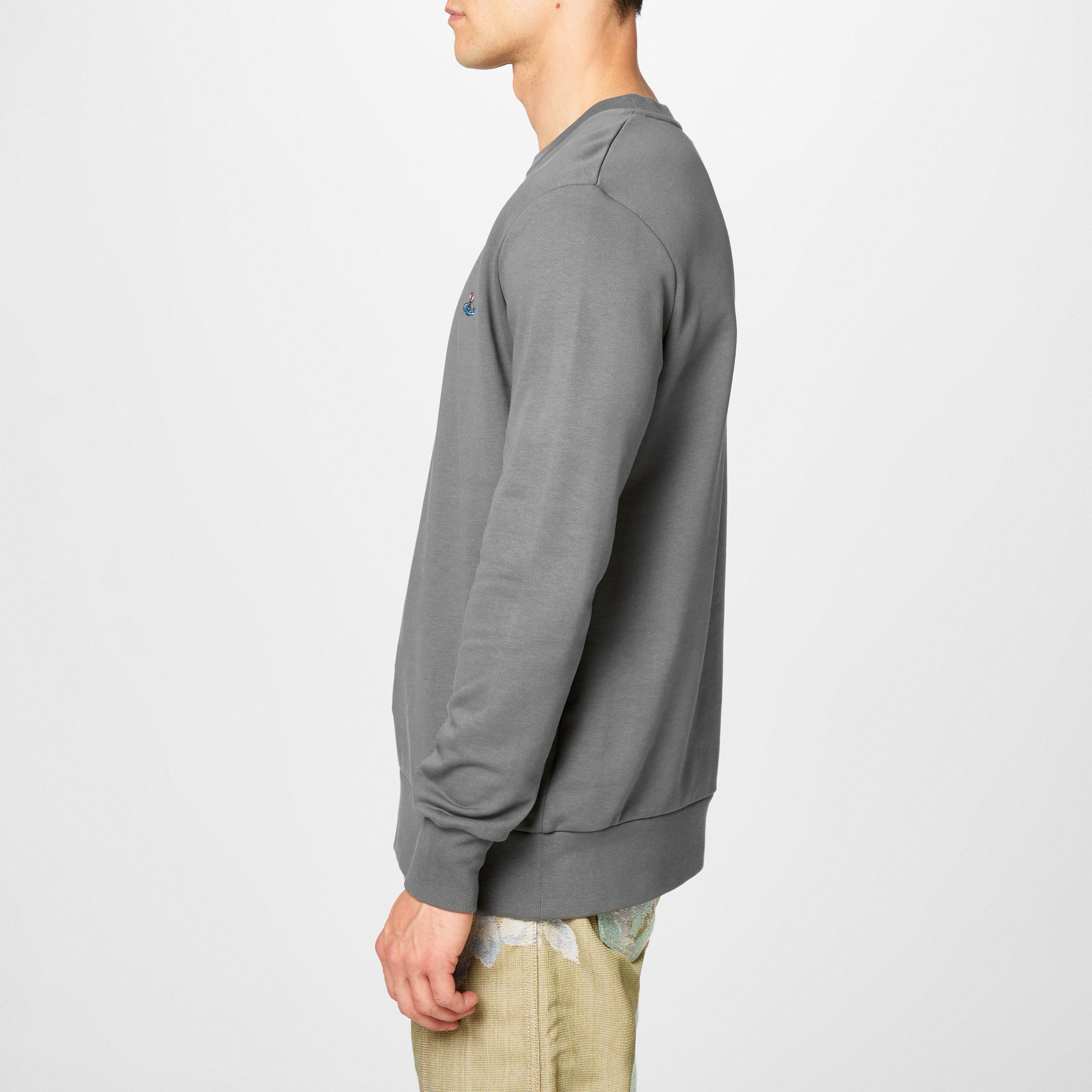 Grey - Vivienne Westwood - Men's Logo Cotton Orb Crew Neck Sweatshirt - 5