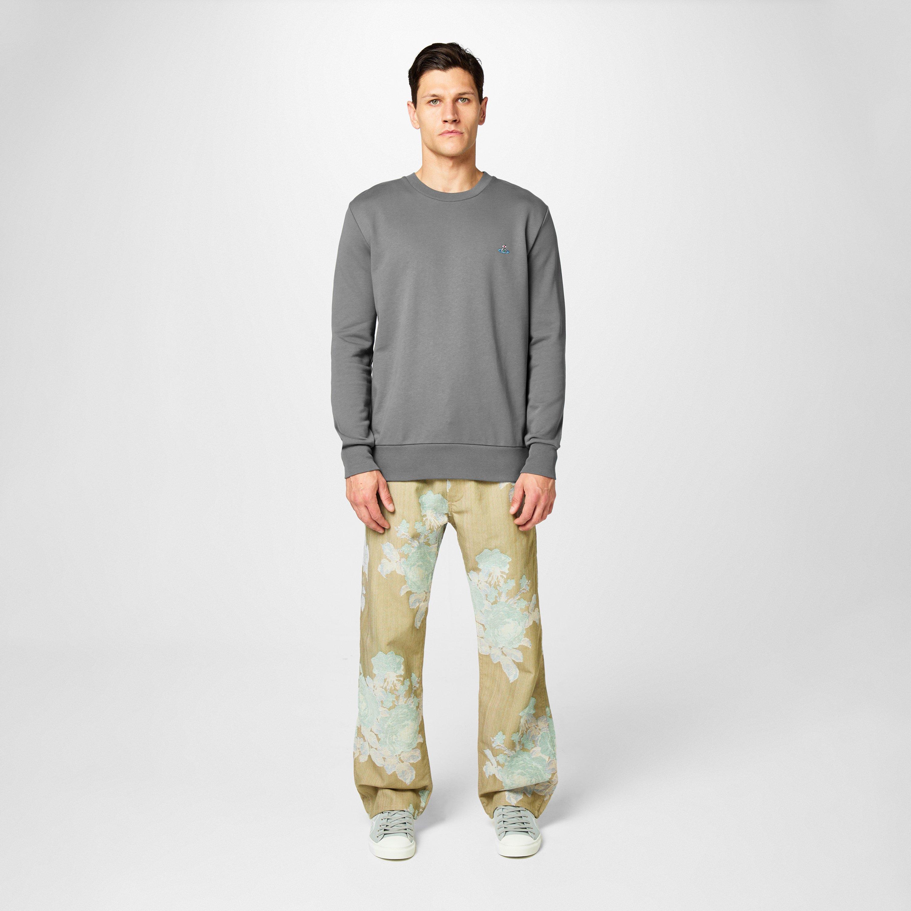 Grey - Vivienne Westwood - Men's Logo Cotton Orb Crew Neck Sweatshirt - 6