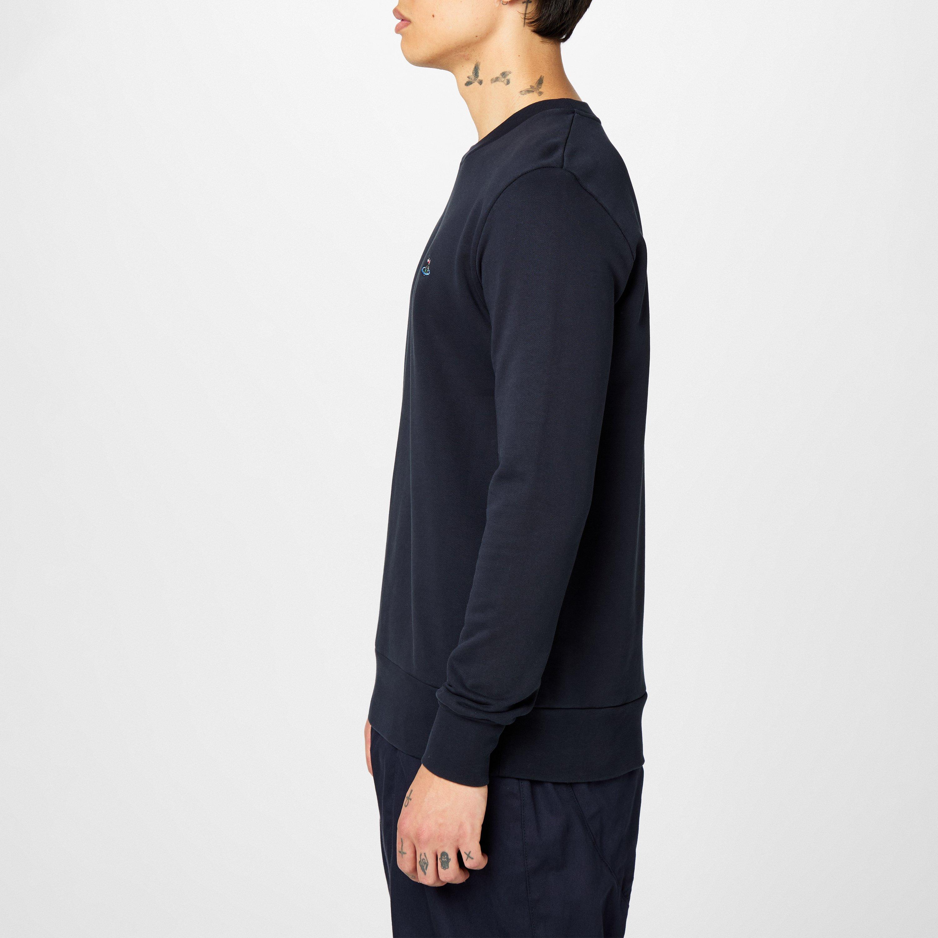 Navy - Vivienne Westwood - Men's Logo Cotton Orb Crew Neck Sweatshirt - 2