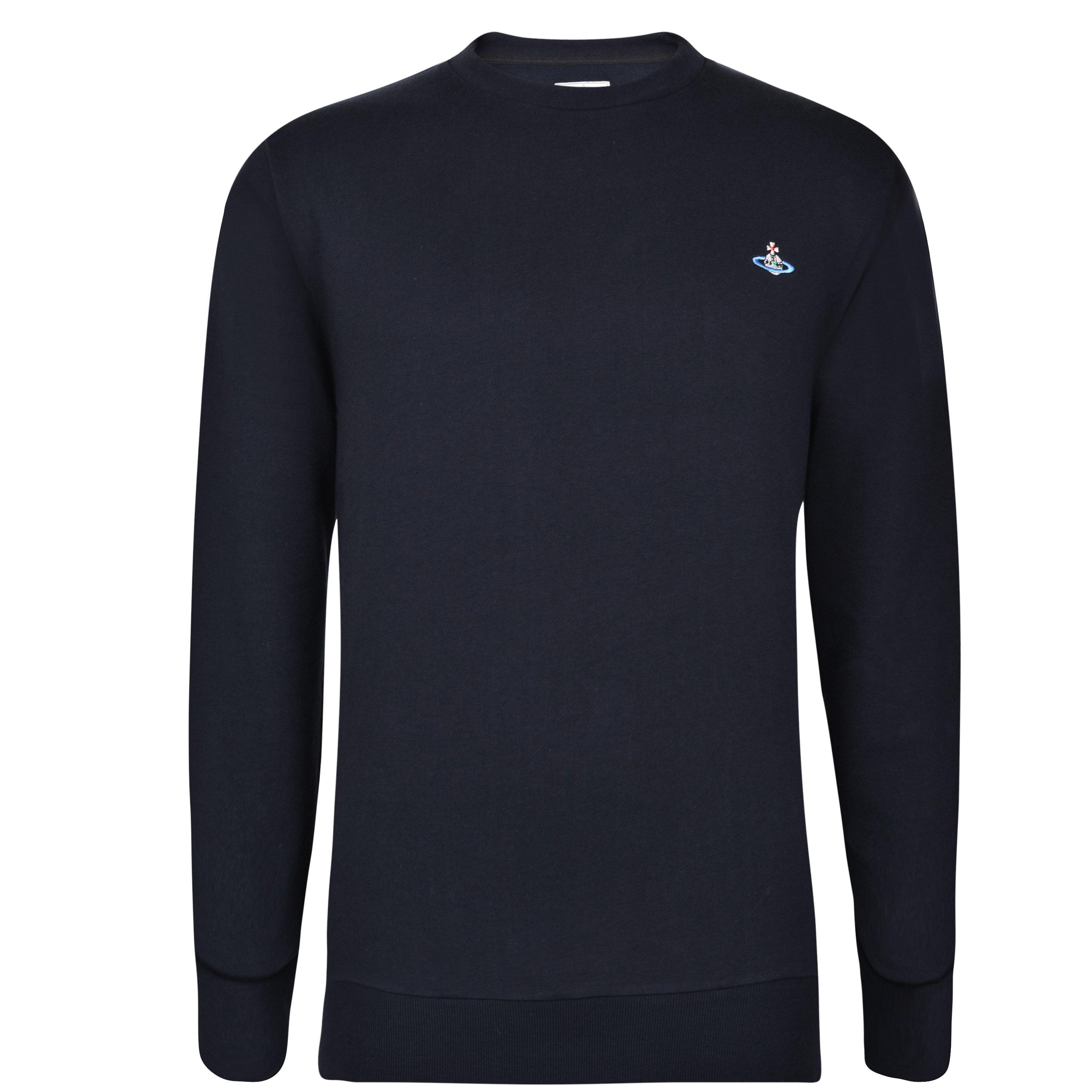 Navy - Vivienne Westwood - Men's Logo Cotton Orb Crew Neck Sweatshirt - 5