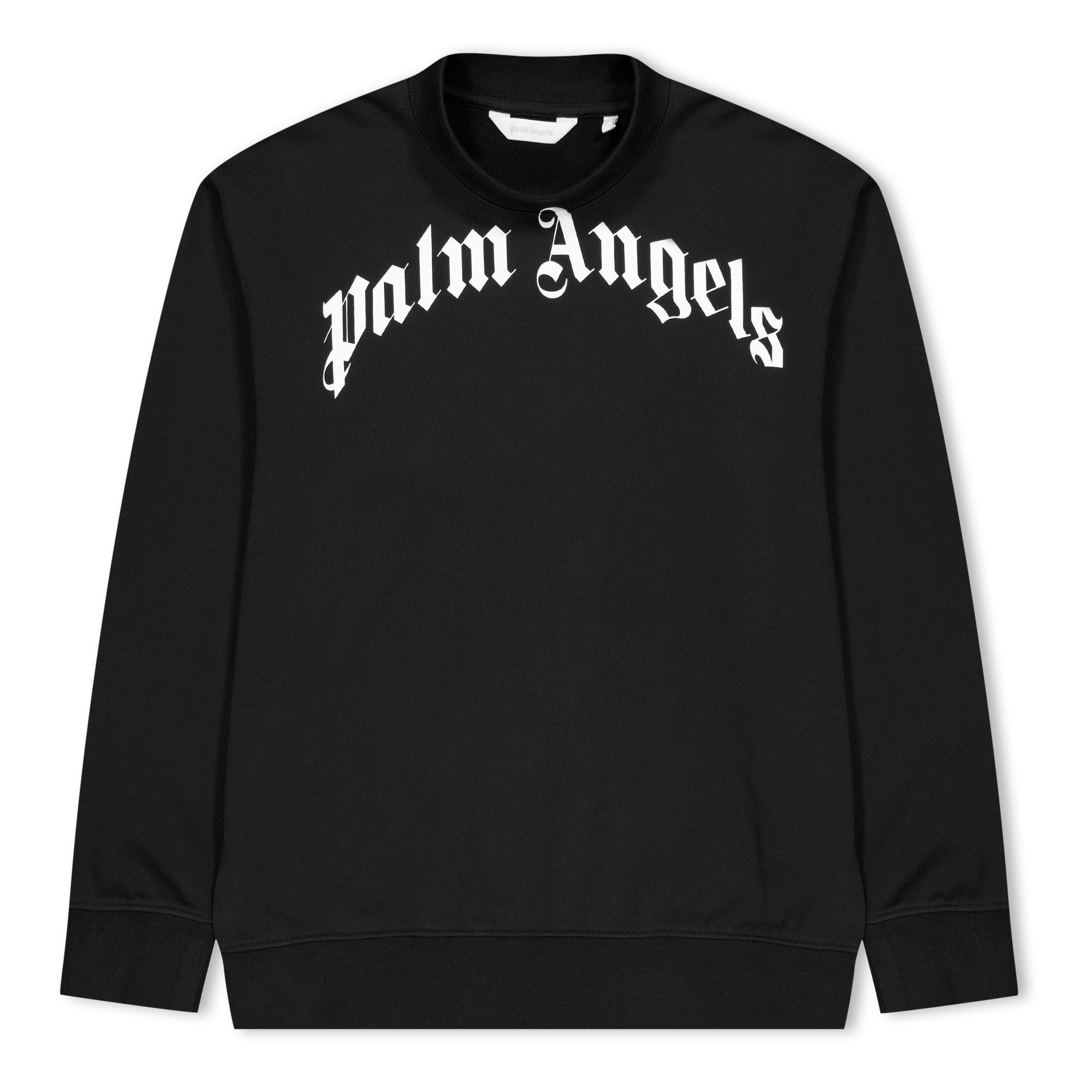 Palm Angels Classic Curved Logo Sweater Juniors - Black Wht 1001 - Size 8Y