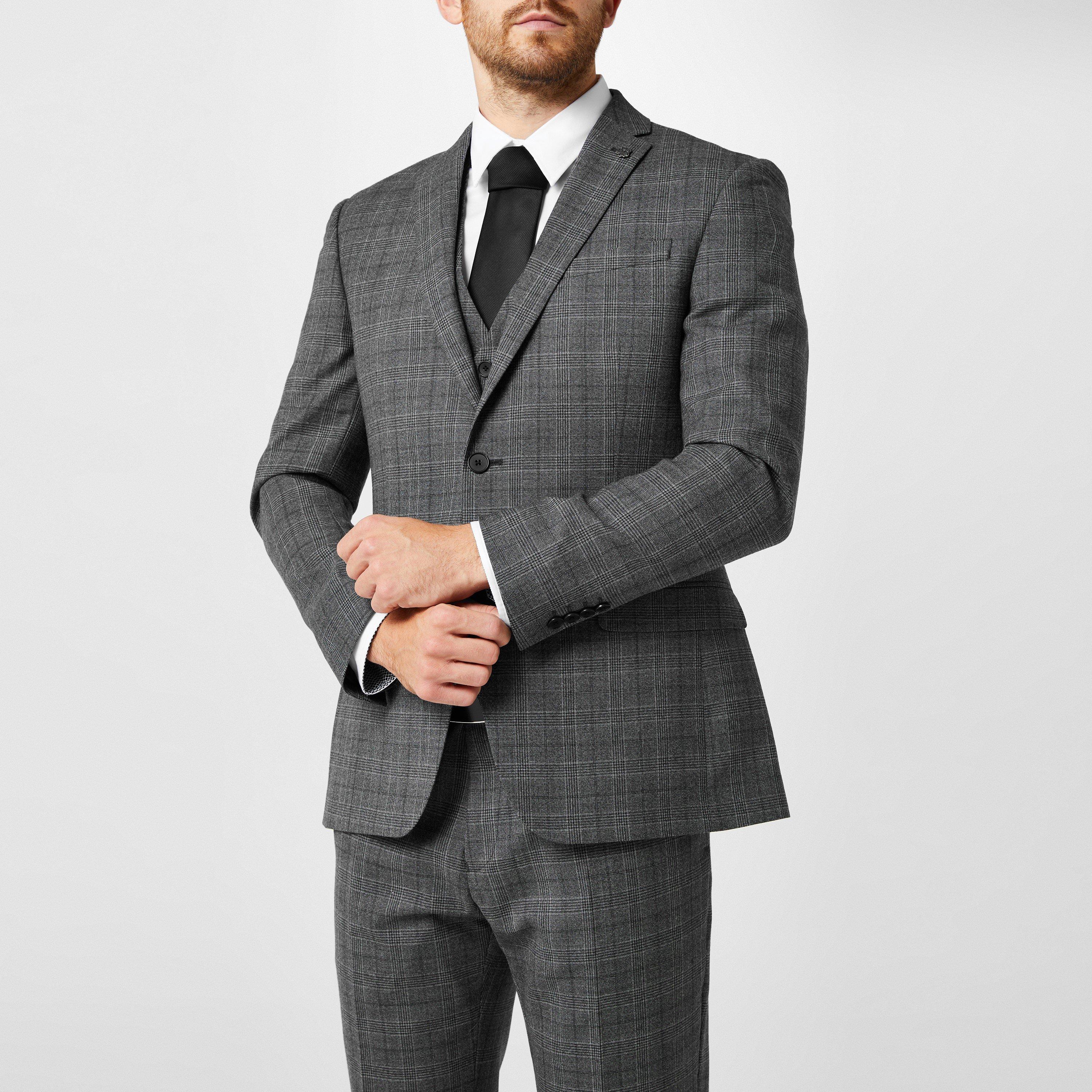 Houtskool - Ted Baker - Men's Tuxedo Checked Suit Jacket - 2