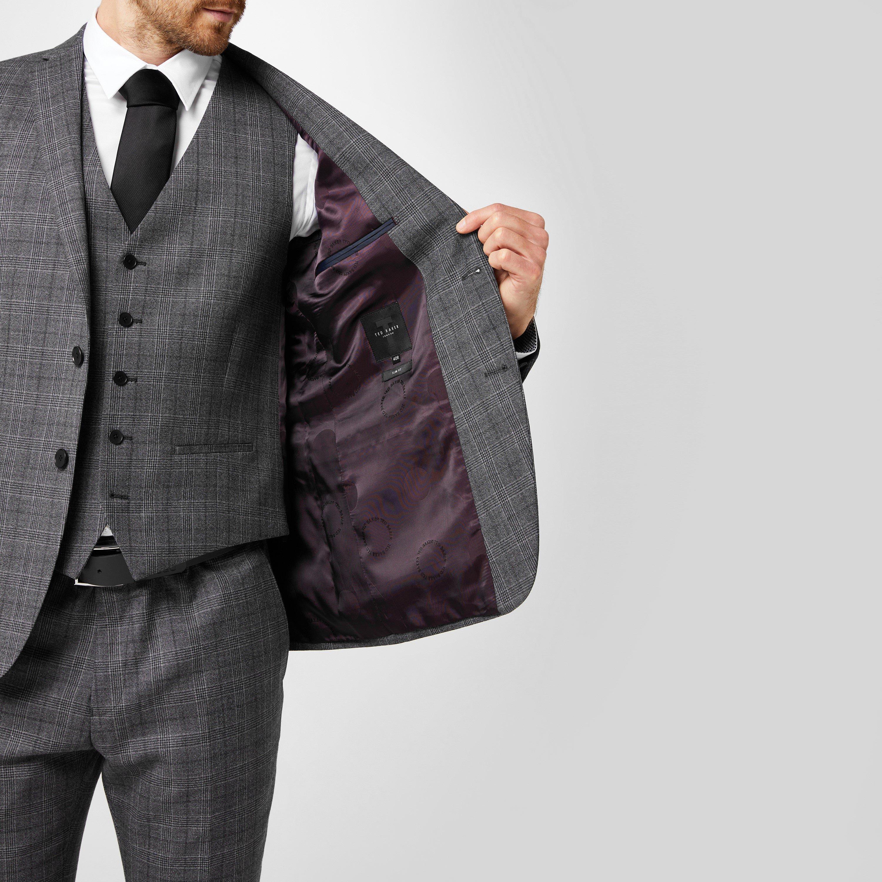 Houtskool - Ted Baker - Men's Tuxedo Checked Suit Jacket - 4