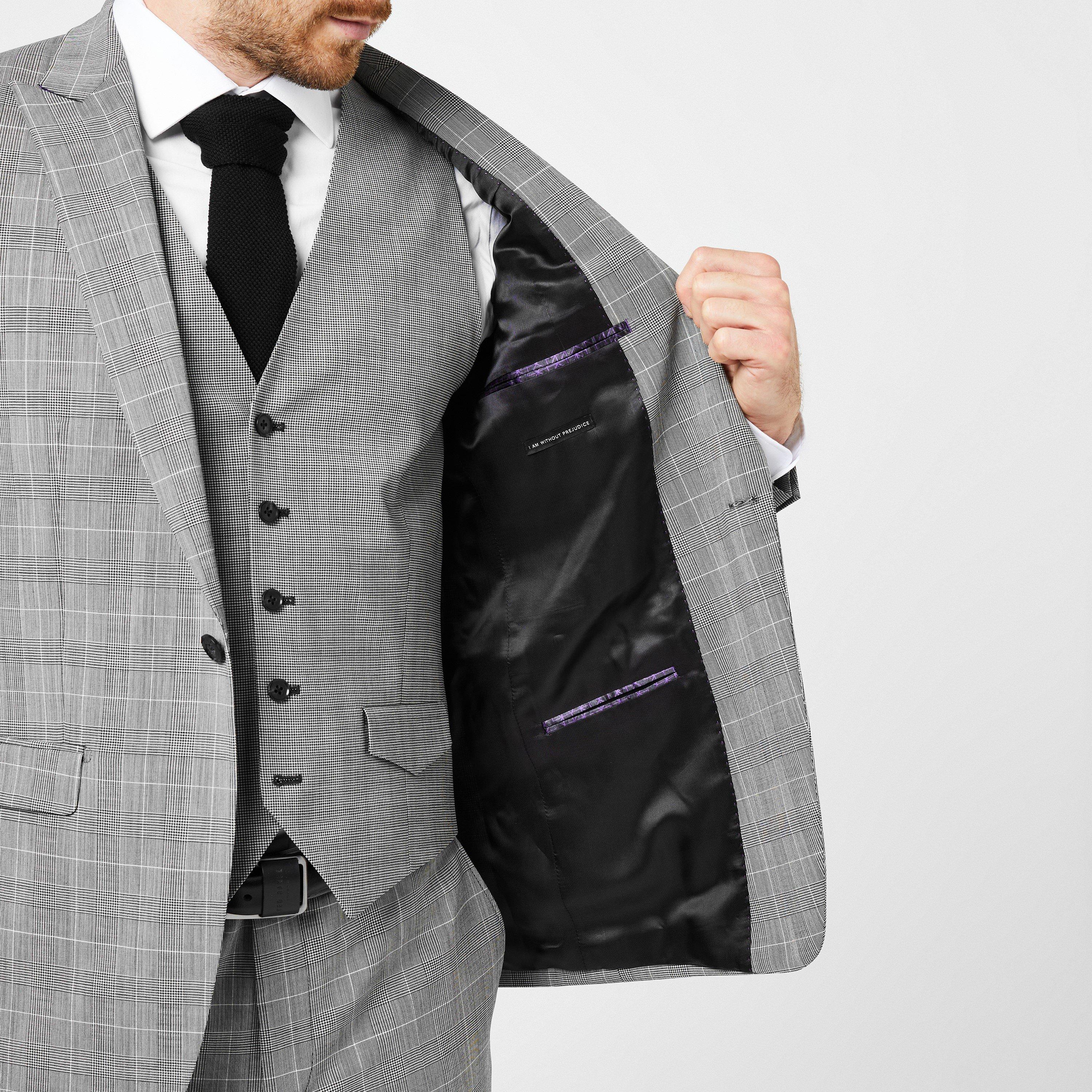 Black/White - Without Prejudice - Slim Fit Check Suit Jacket - 8