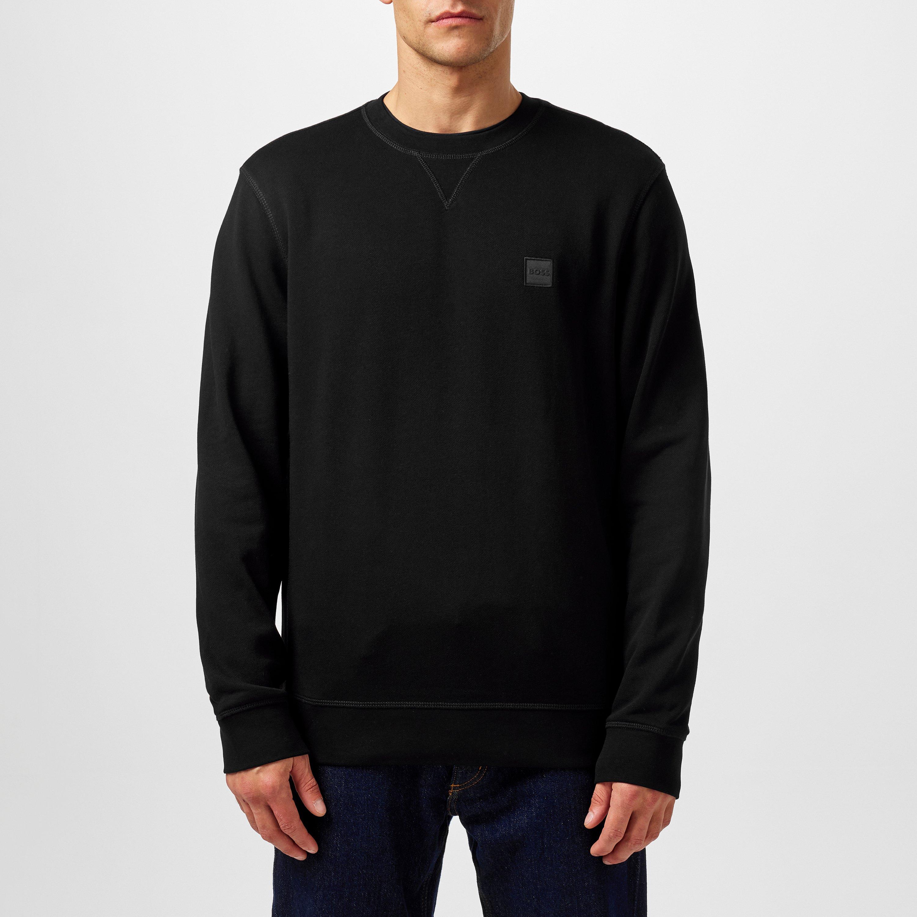 Zwart 001 - Boss - Mens BOSS ORANGE Long Sleeve Premium Cotton Sweatshirt (Westart Crew Neck) - 3