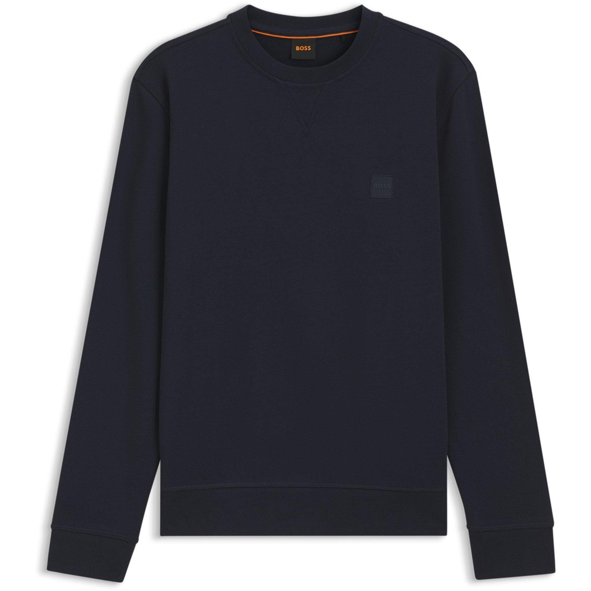 Boss Men's Orange Long Sleeve Premium Cotton Sweatshirt (Westart Crew Neck) - Dark Blue - Small