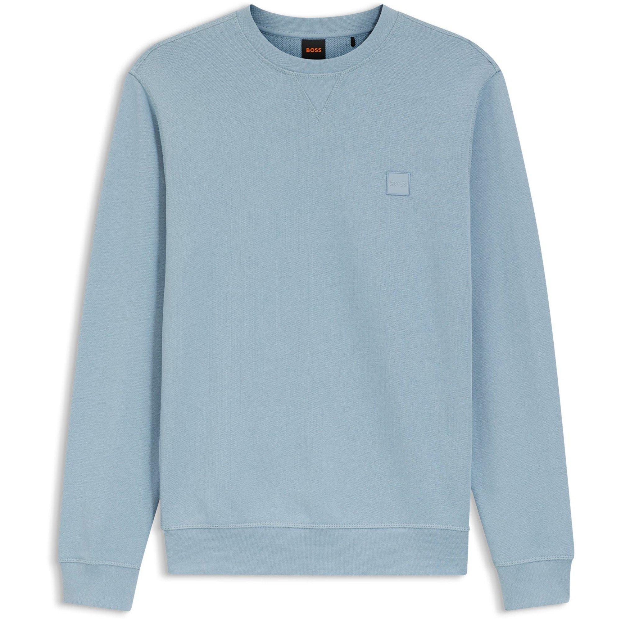 Boss Men's Orange Long Sleeve Premium Cotton Sweatshirt (Westart Crew Neck) - Blue 458 - S
