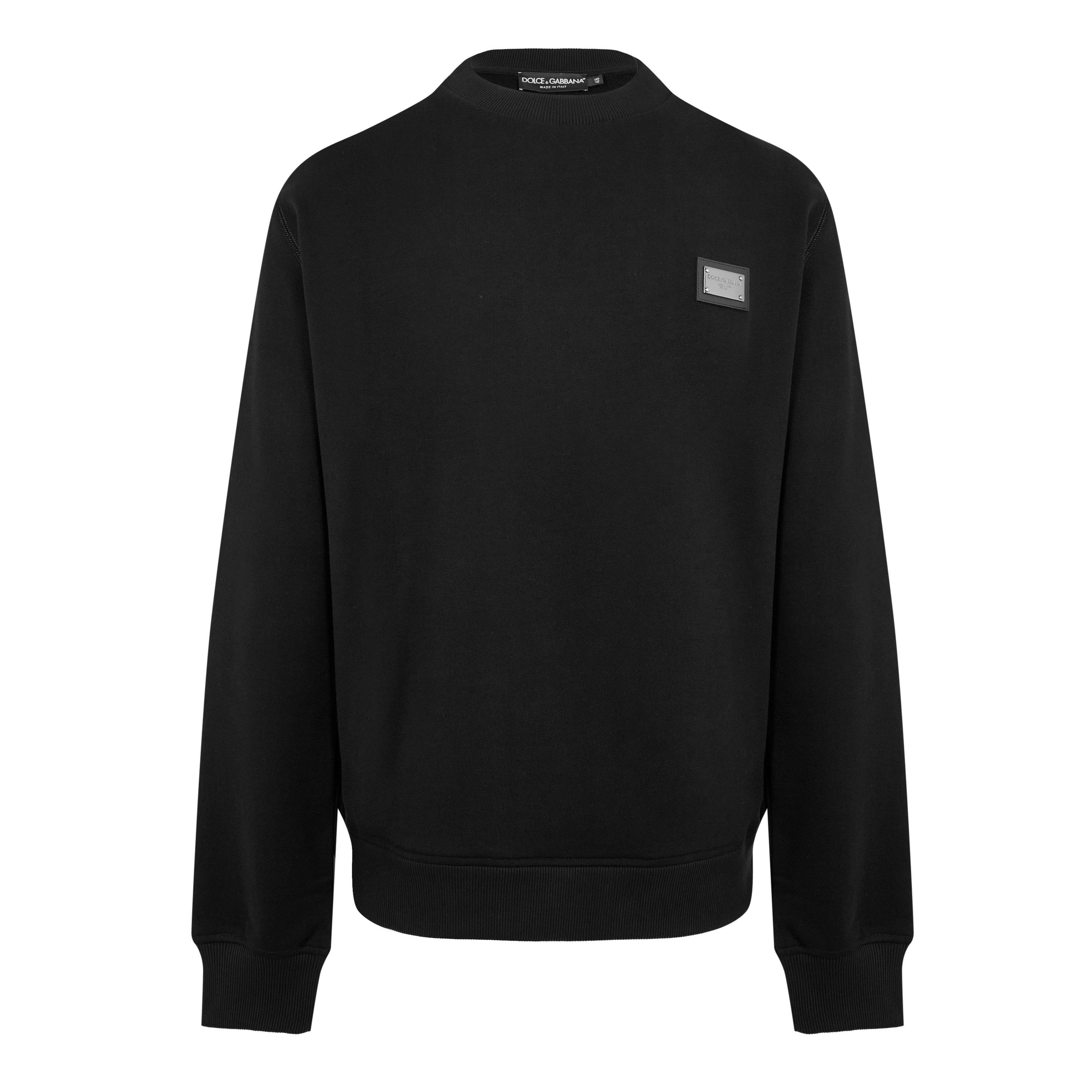 Black - Dolce and Gabbana - Men's Logo Cotton Tag Crew Sweater - 7