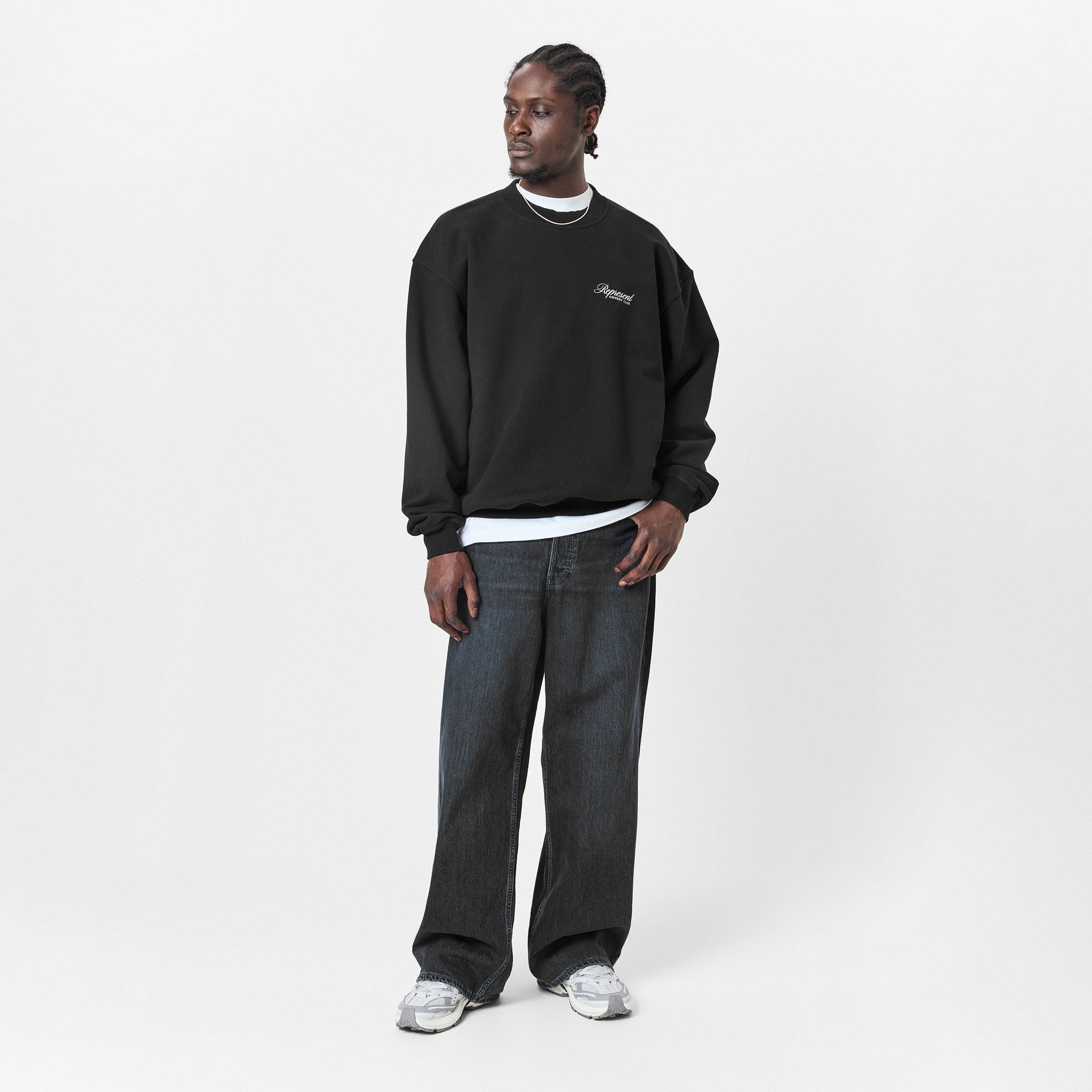 Black - Represent - Men's OC Script Heavyweight Jersey Cotton Sweatshirt - 6