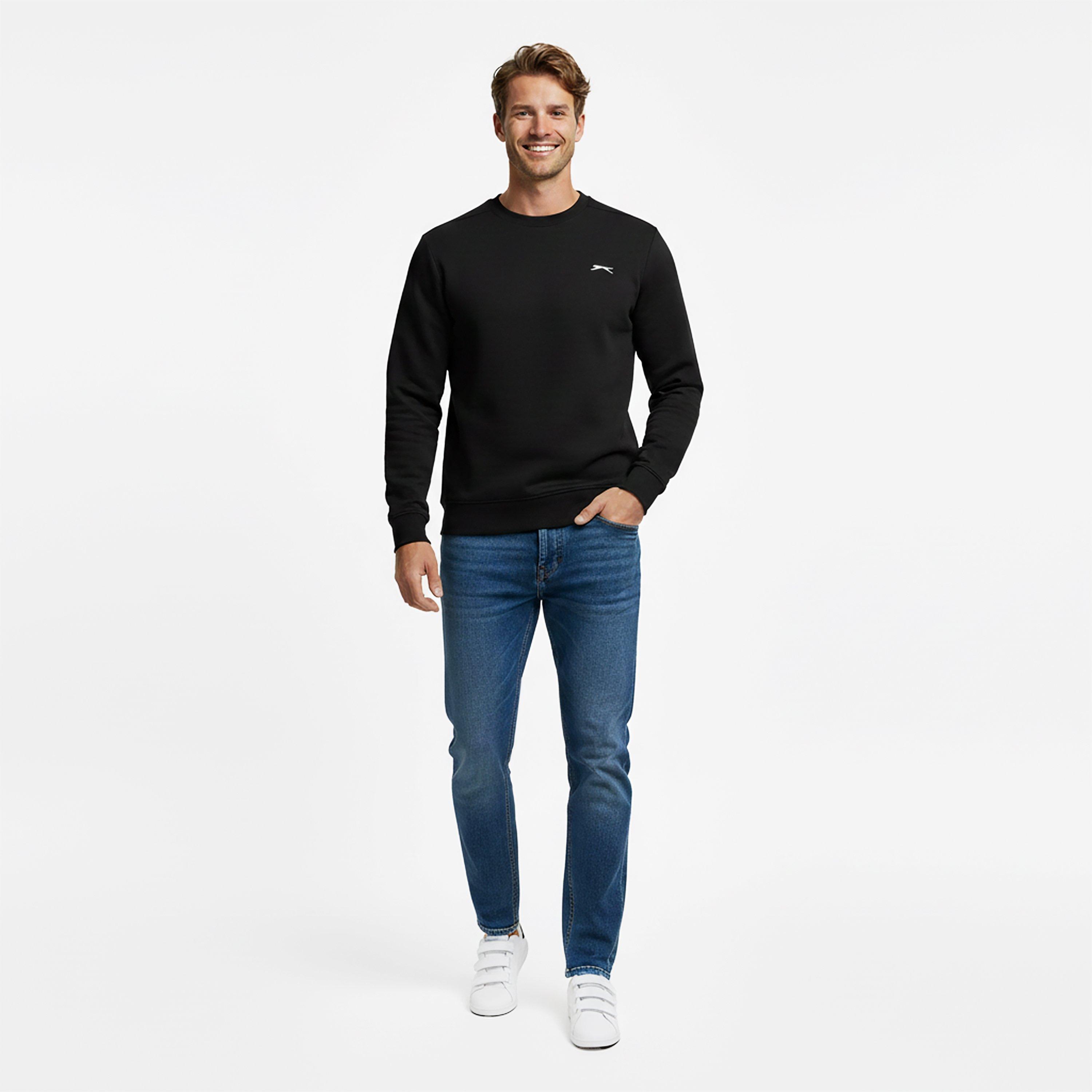Zwart - Slazenger - Fleece Crew Sweater Mens - 5
