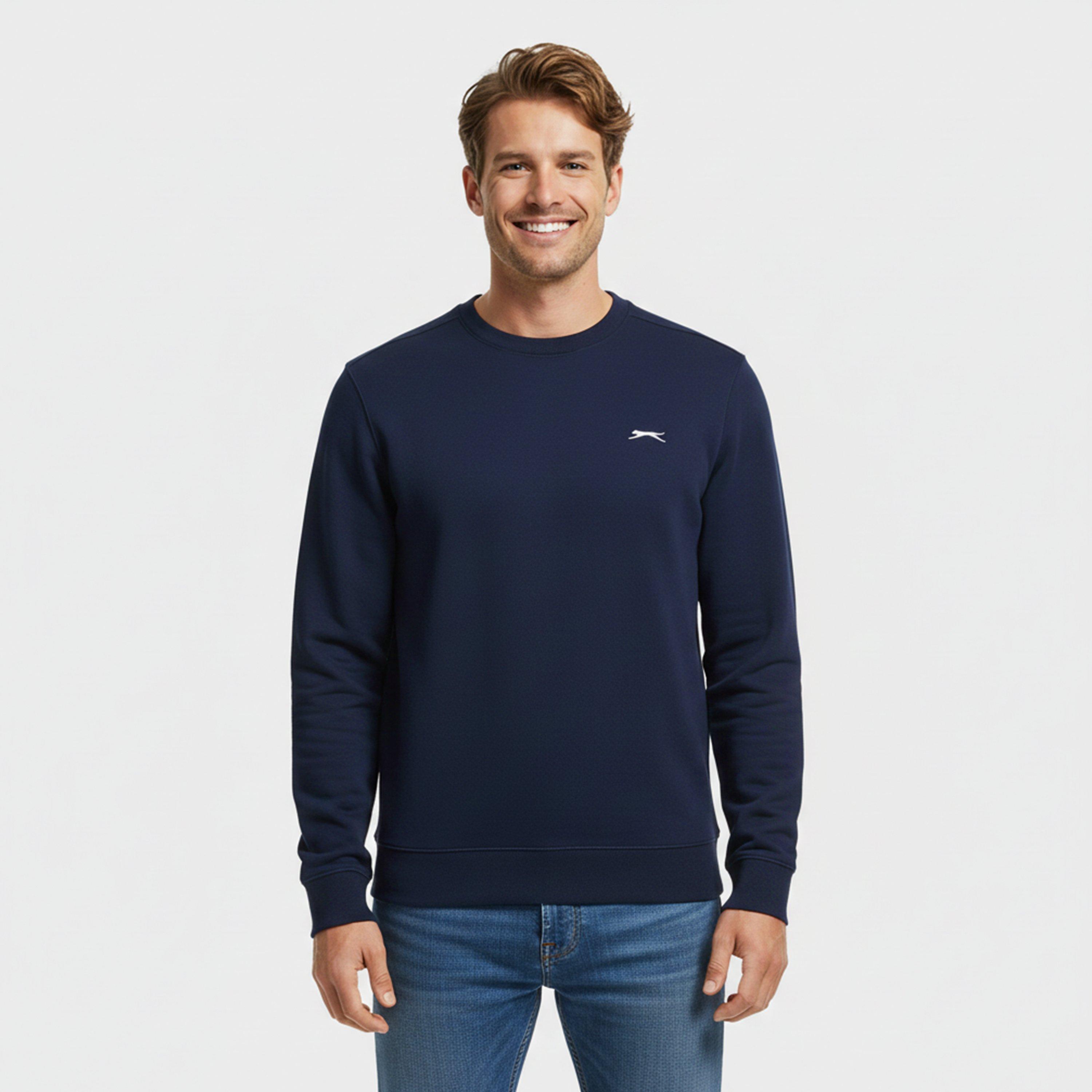 Navy - Slazenger - Fleece Crew Sweater Mens - 3