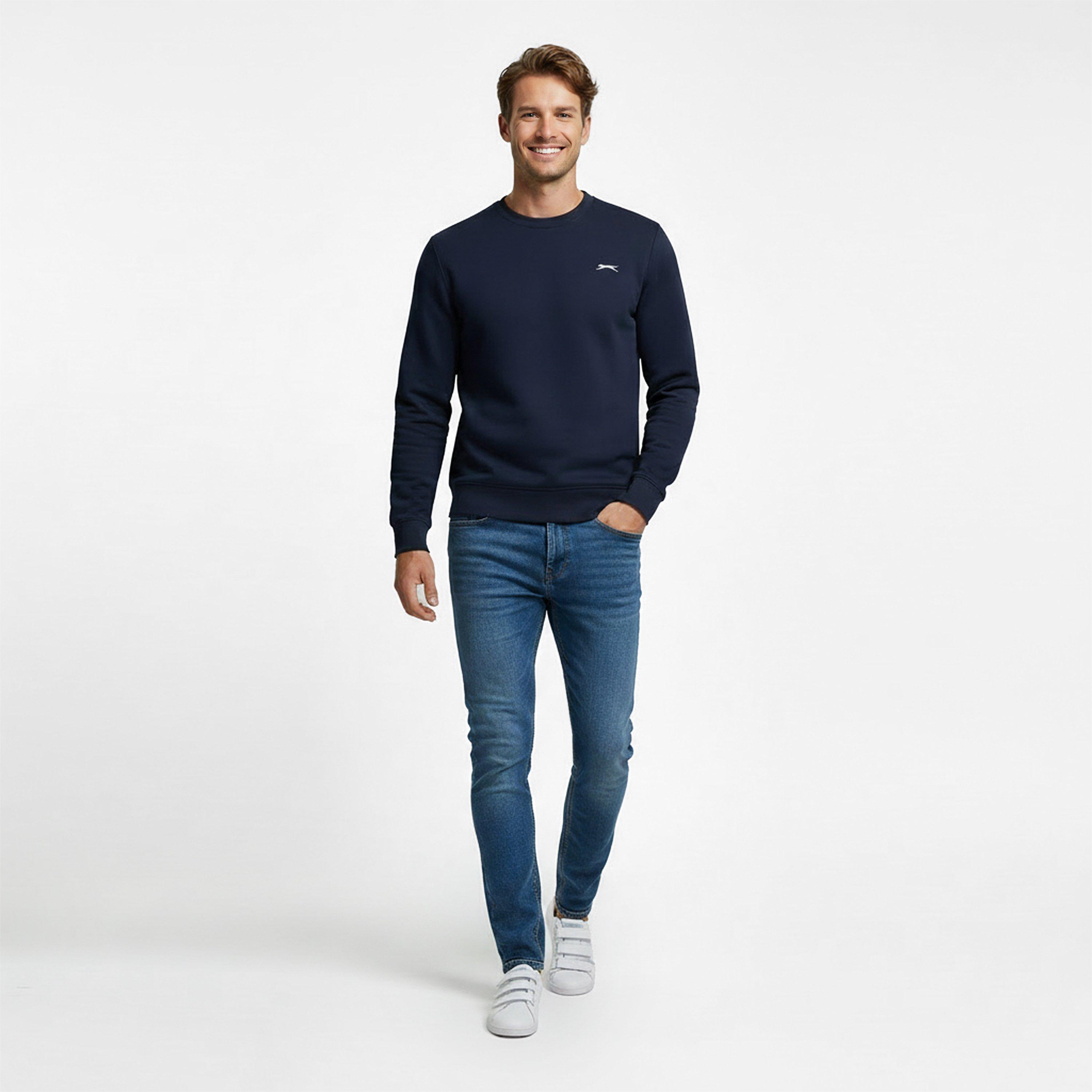 Navy - Slazenger - Fleece Crew Sweater Mens - 5
