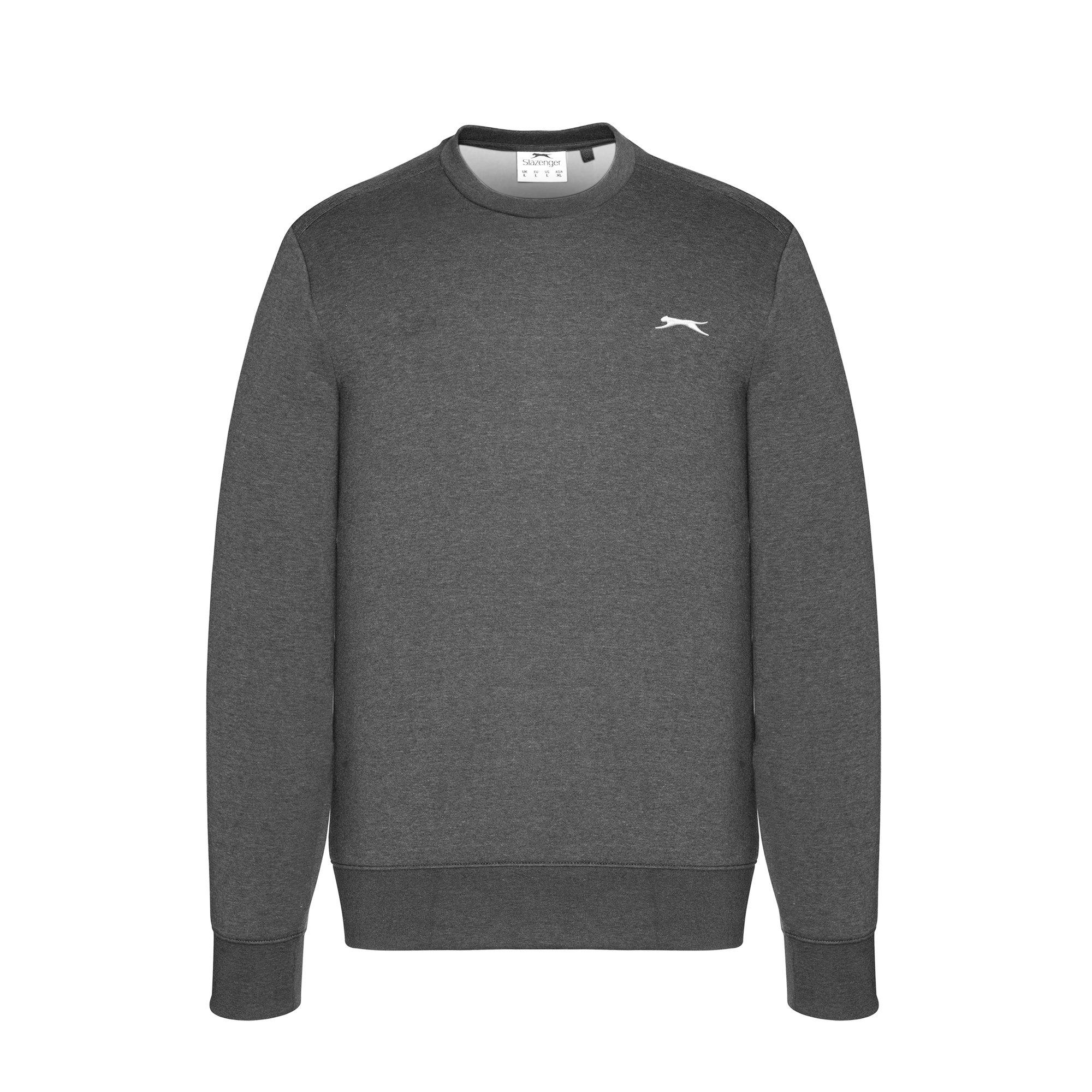 Slazenger Fleece Crew Jumper Mens In Charcoal Marl