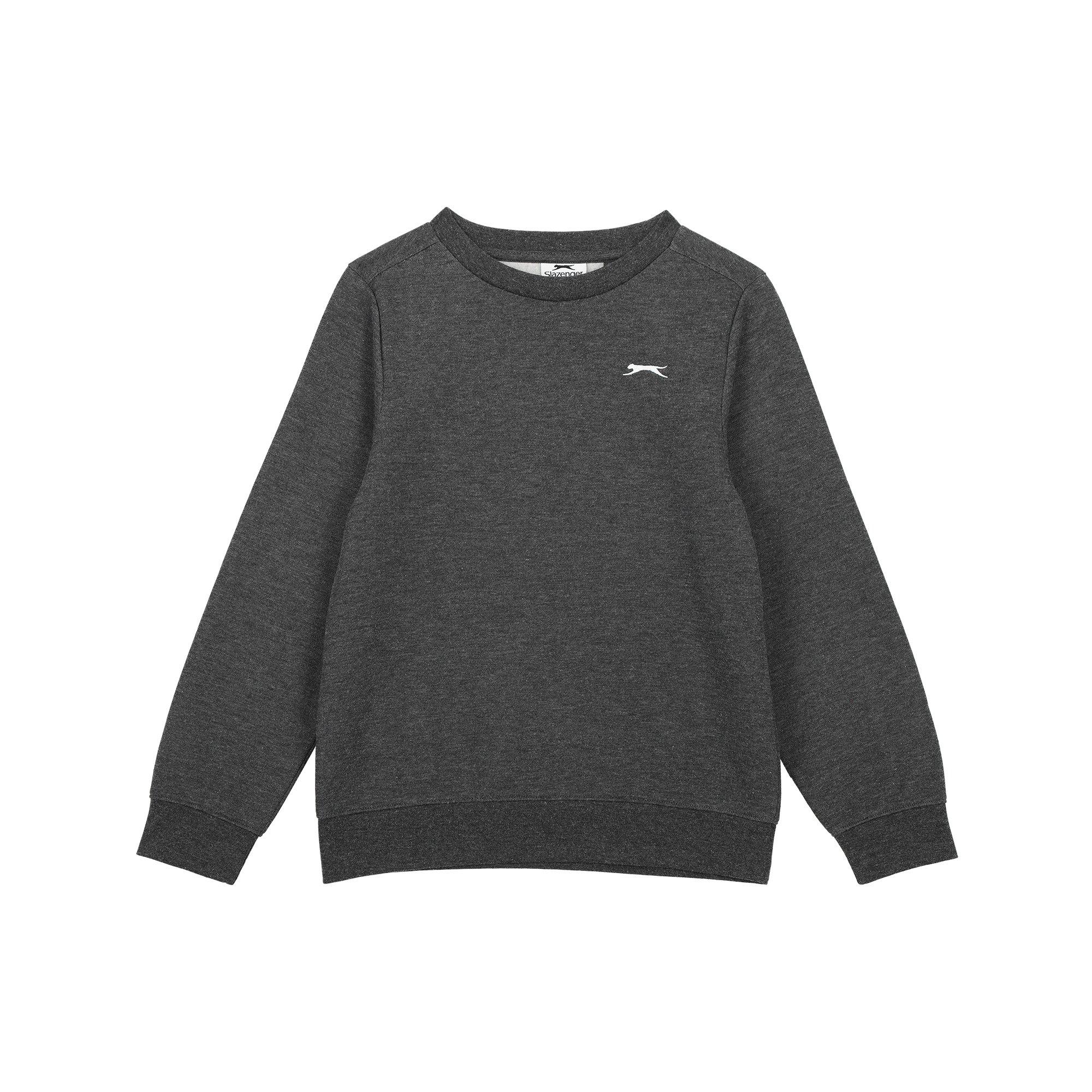 Slazenger Boys Fleece Crew Sweater Junior - Charcoal Marl - 13 Years