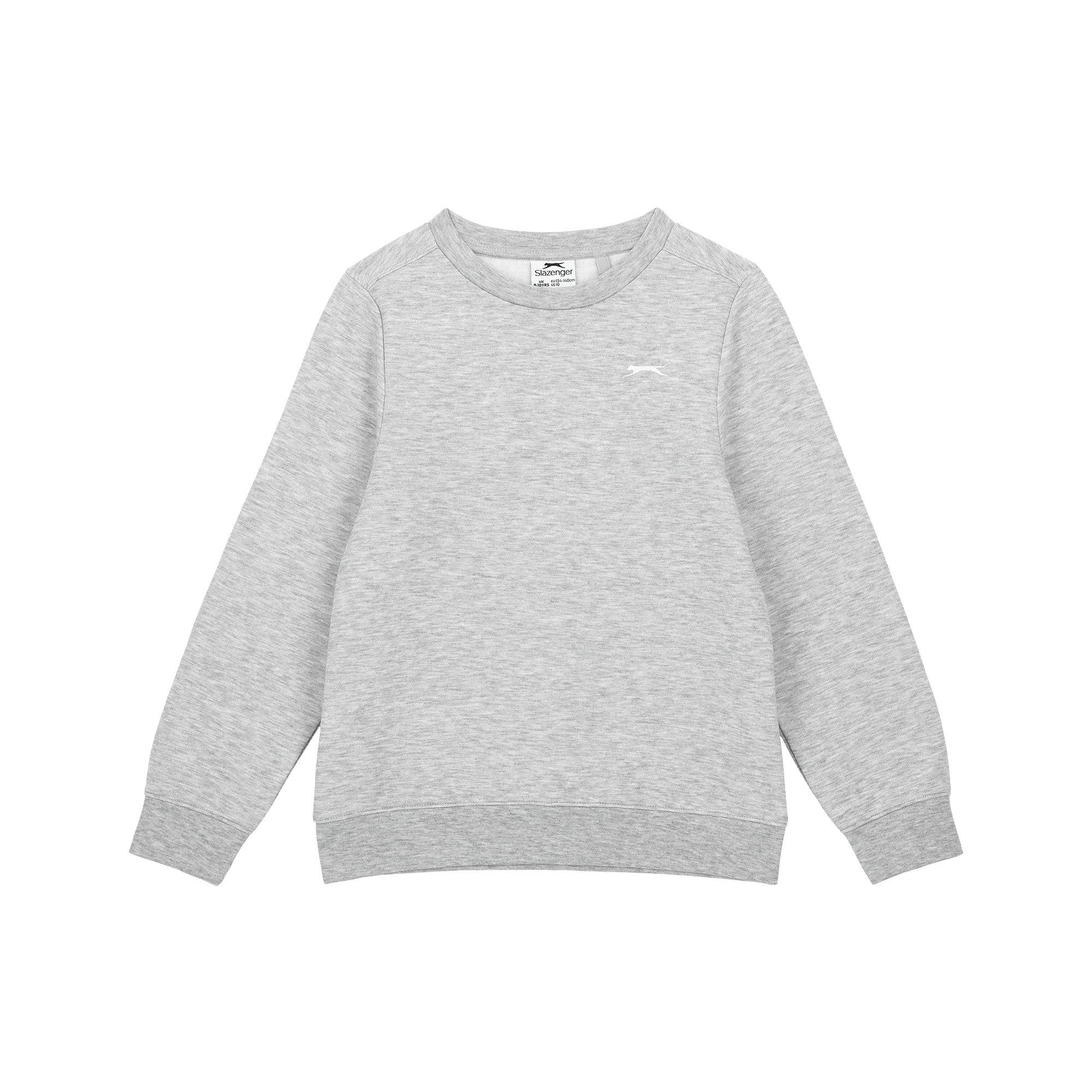 Slazenger Boys Fleece Crew Sweater Junior - Grey Marl - 9-10 Years