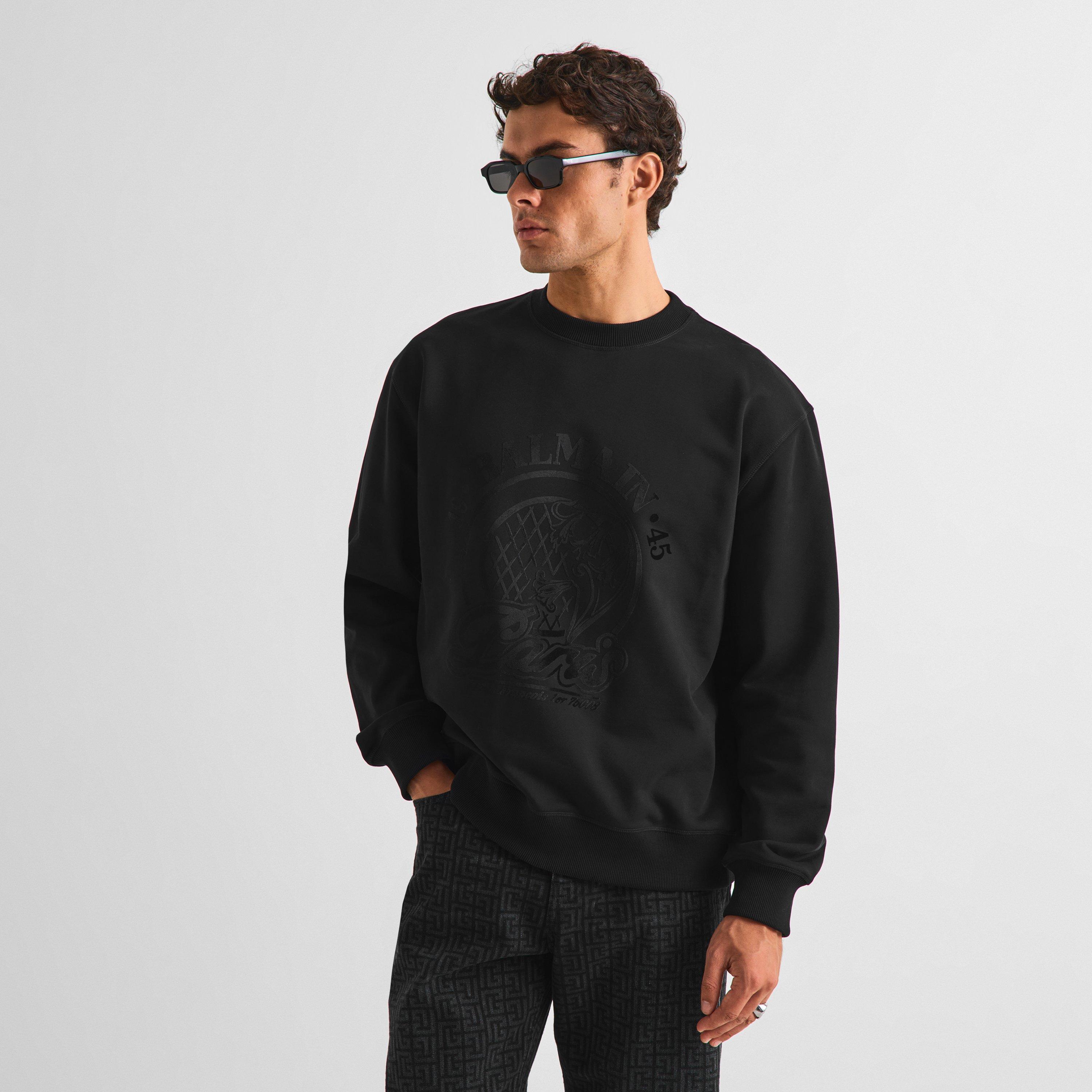 Black - Balmain - Balmain Flock Sweat Sn63 - 3