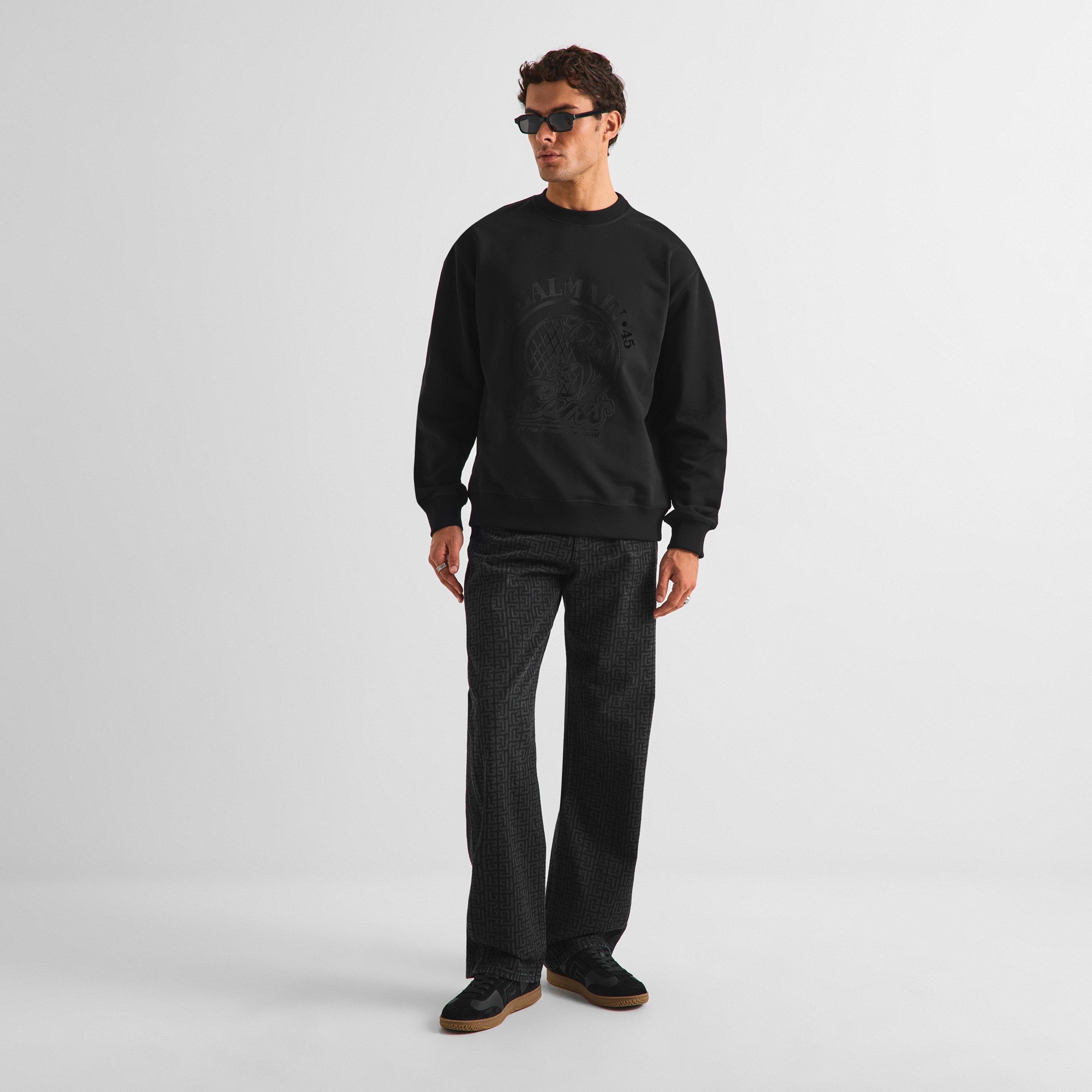 Black - Balmain - Balmain Flock Sweat Sn63 - 5