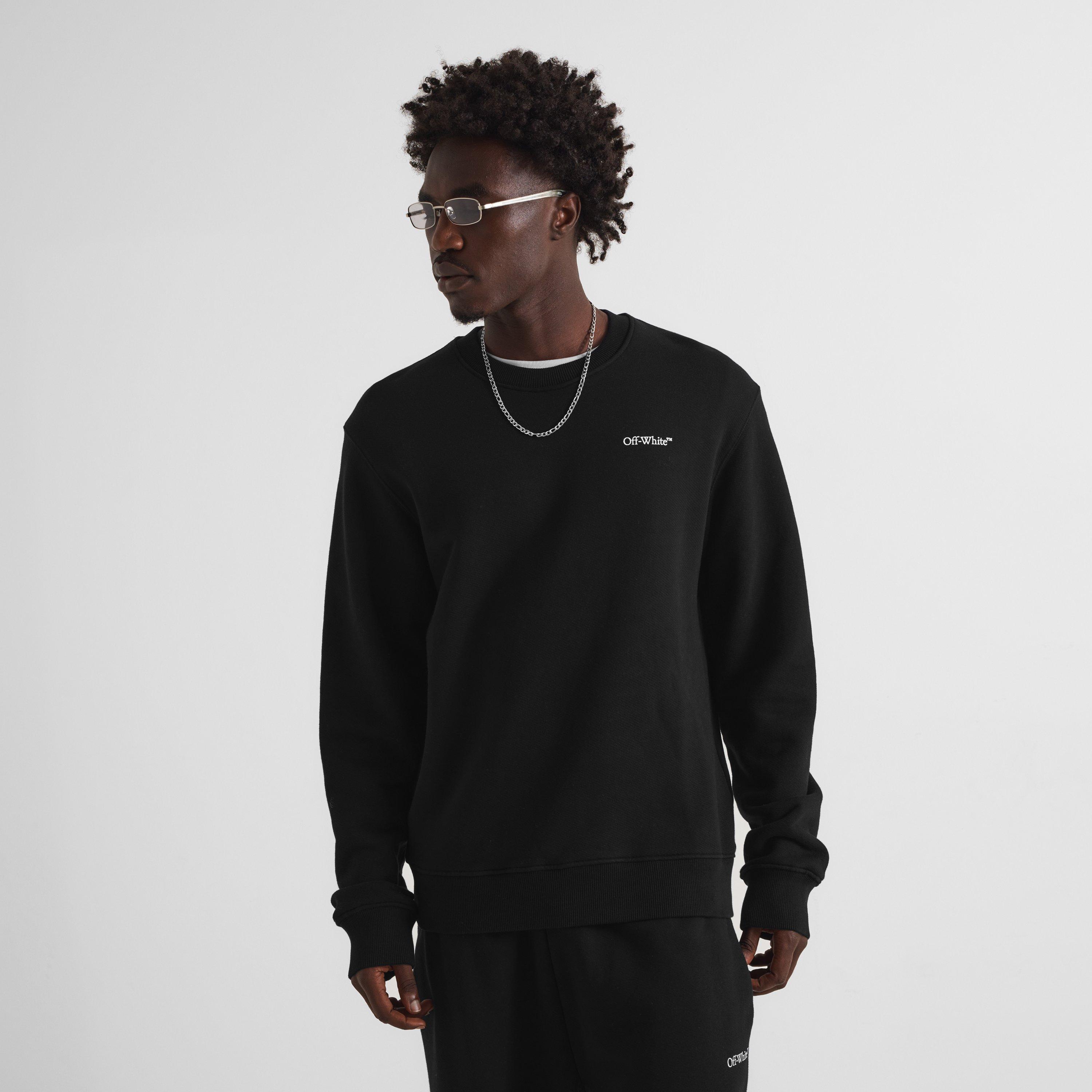 Black - Off White - Men's Off Marble Arrow Crew Cotton Sweatshirt - 3