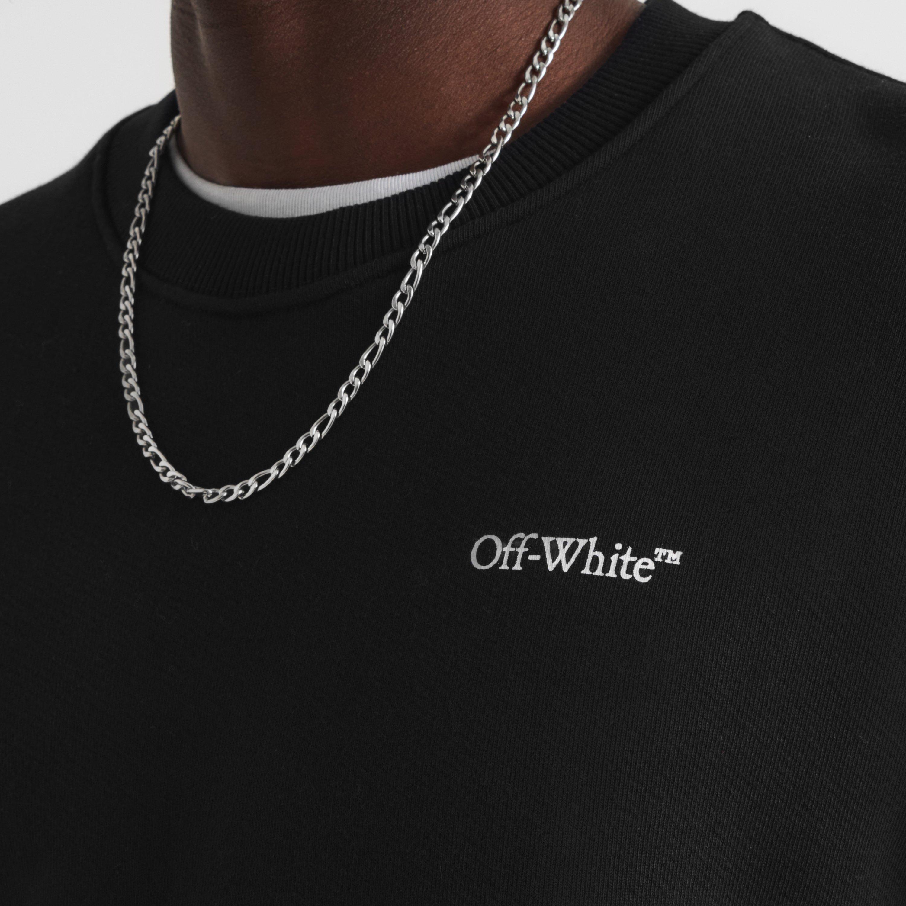 Black - Off White - Men's Off Marble Arrow Crew Cotton Sweatshirt - 5