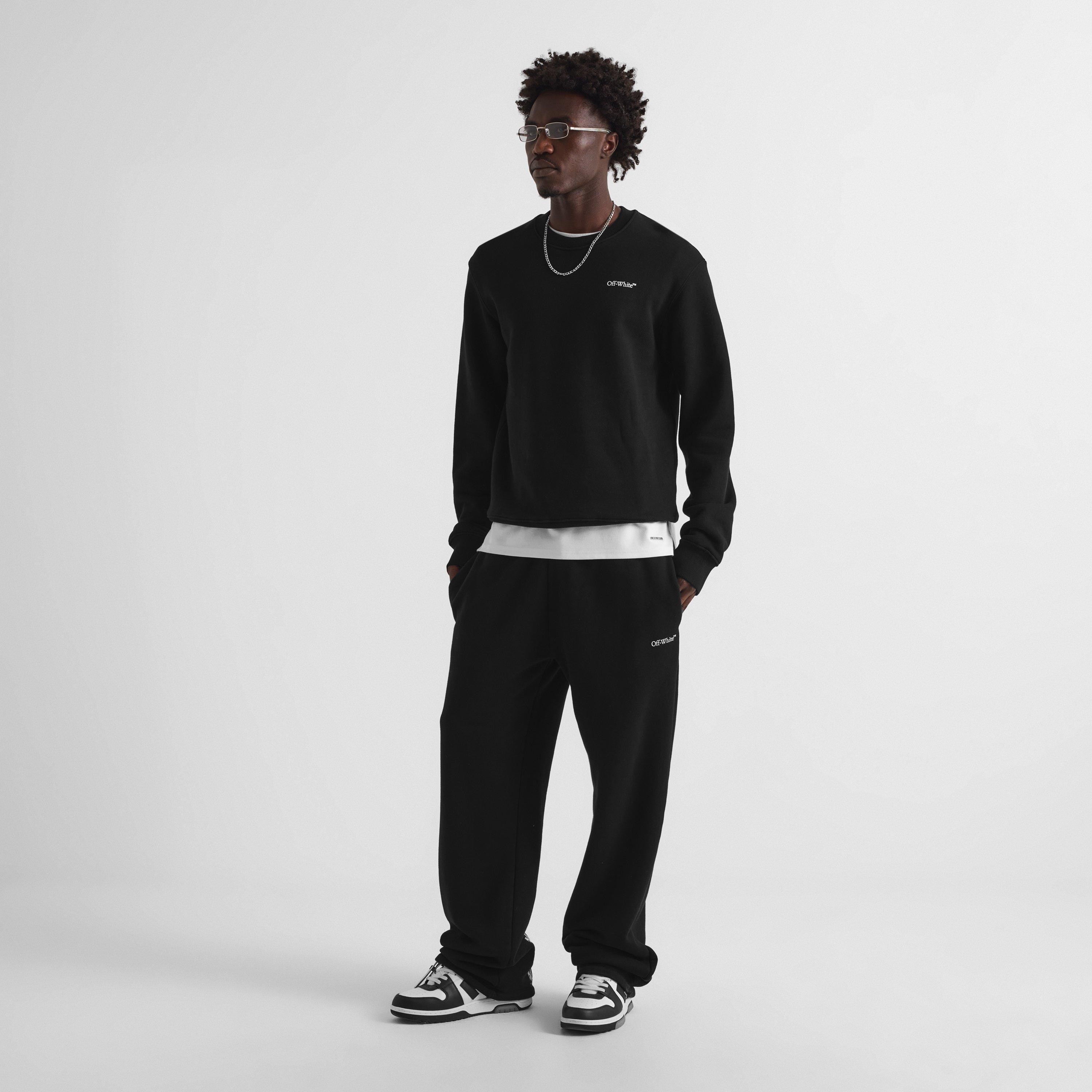 Black - Off White - Men's Off Marble Arrow Crew Cotton Sweatshirt - 6