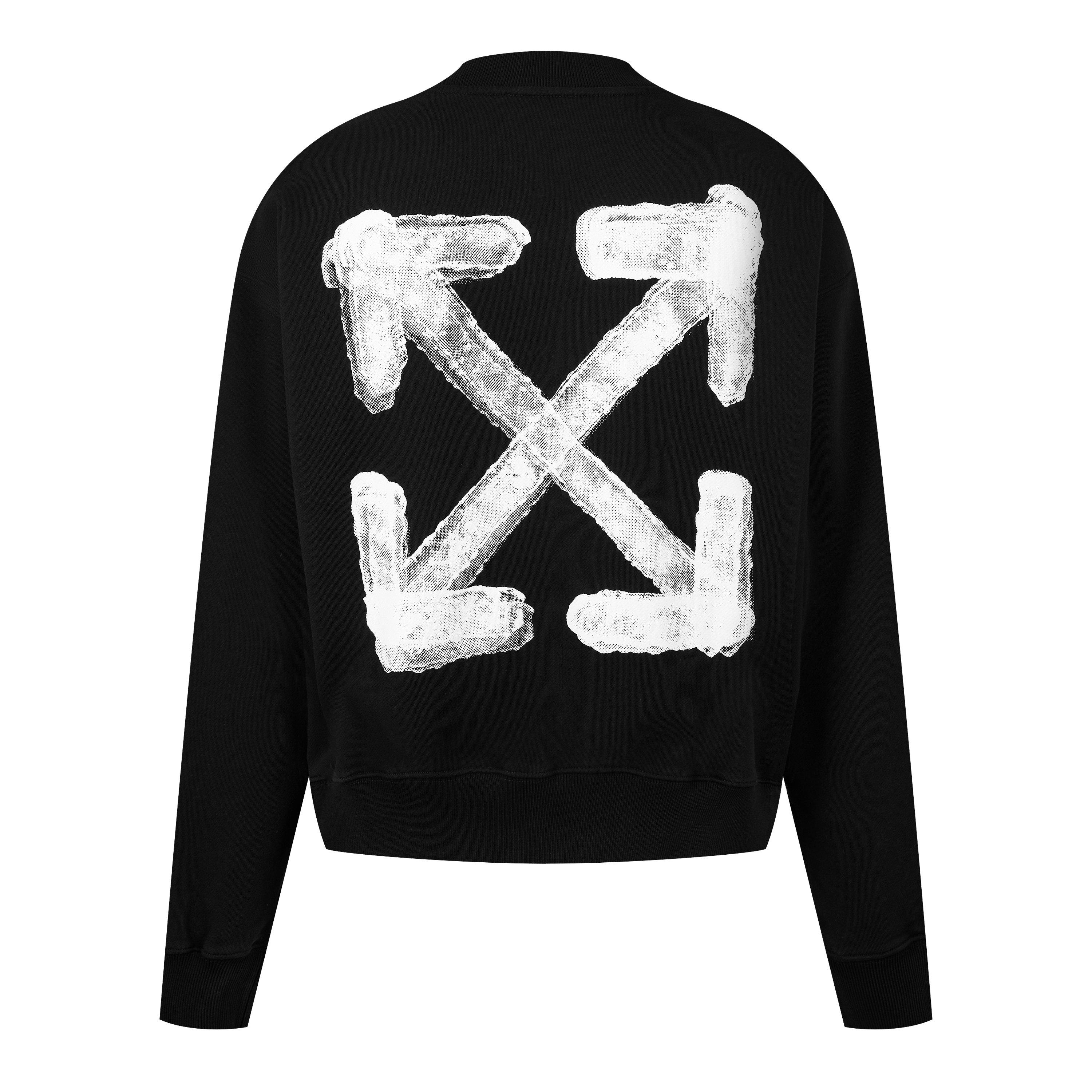 Black - Off White - Men's Spray Crew Sweatshirt, Arrow Logo - 3