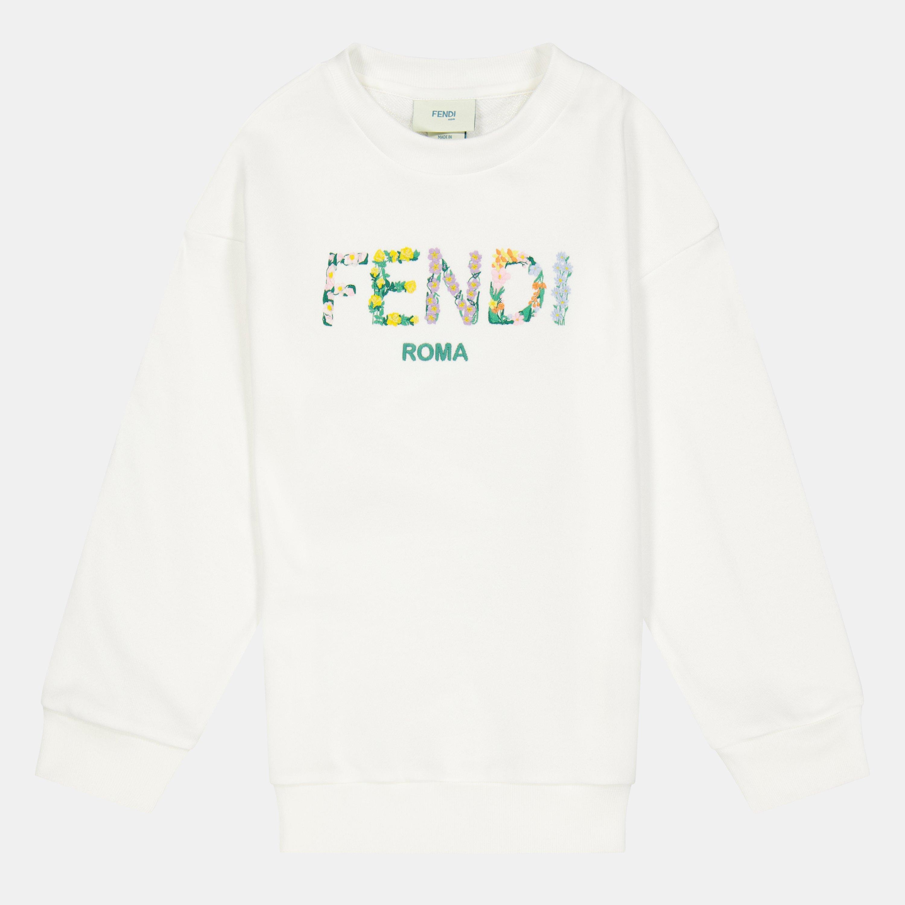 Fendi Kids' Crew-Neck Sweatshirt - Gesso F0TU9 - Size 4Y