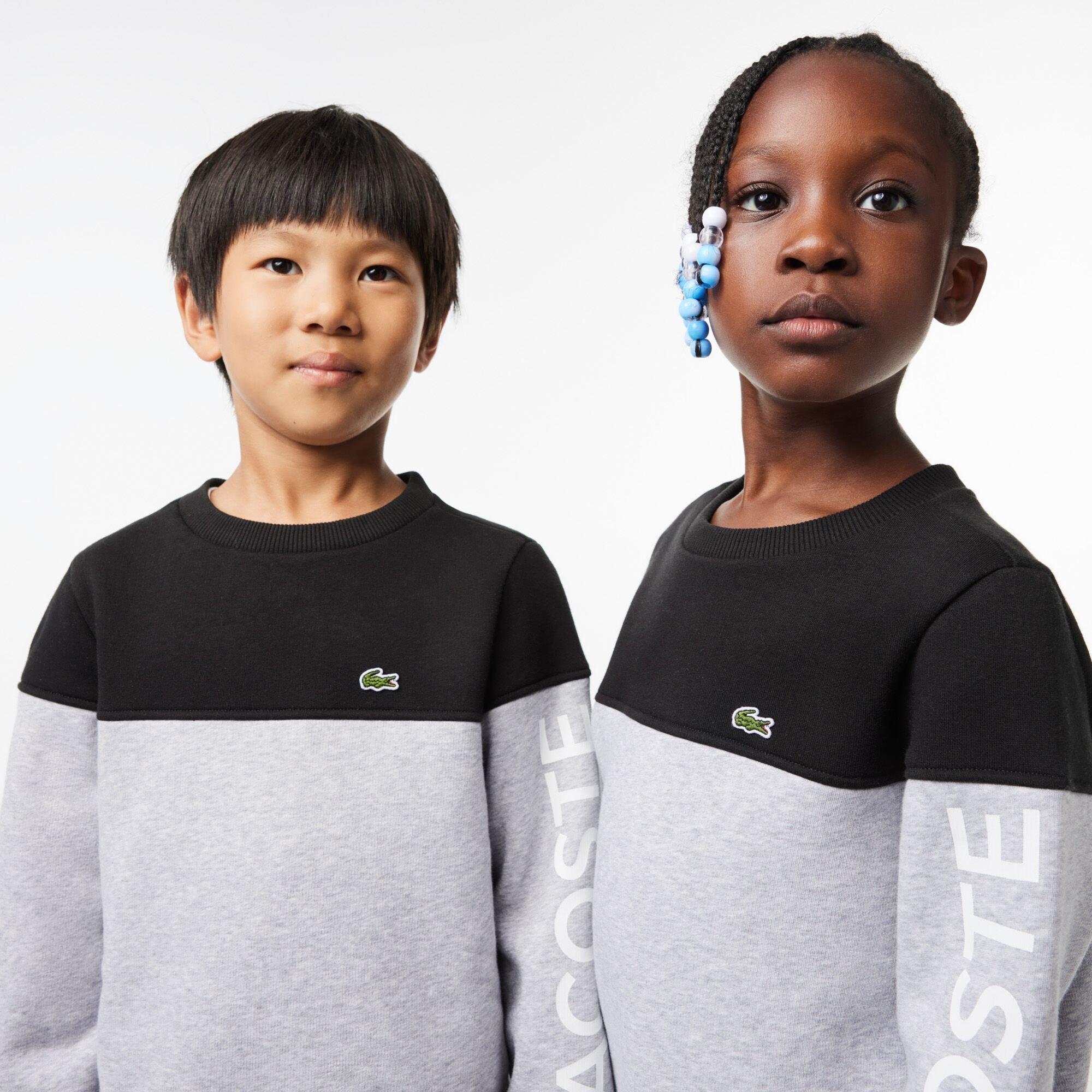 Sort/Sølv - Lacoste - Unisex Kids' Fleece Crew Sweatshirt - 2