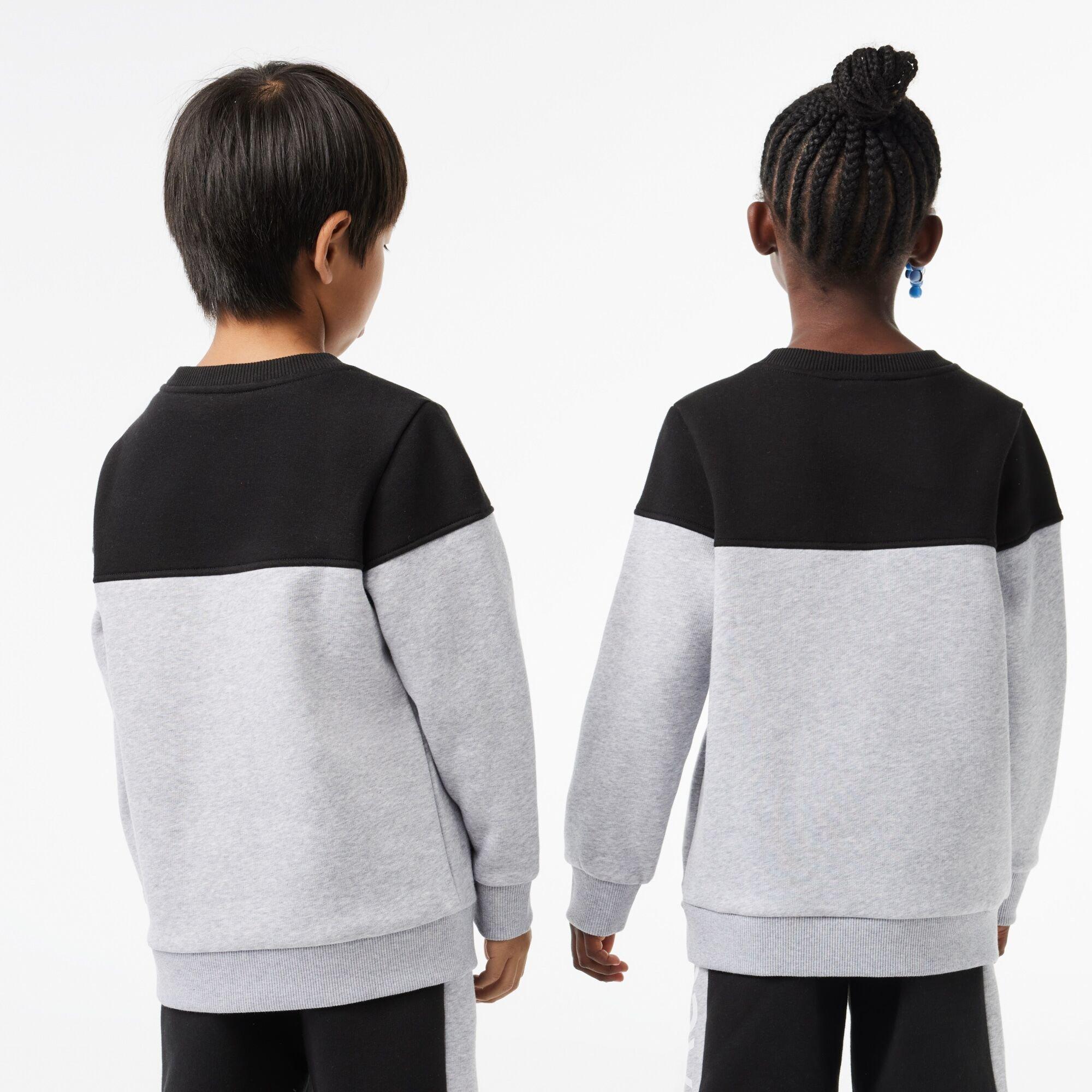 Sort/Sølv - Lacoste - Unisex Kids' Fleece Crew Sweatshirt - 3