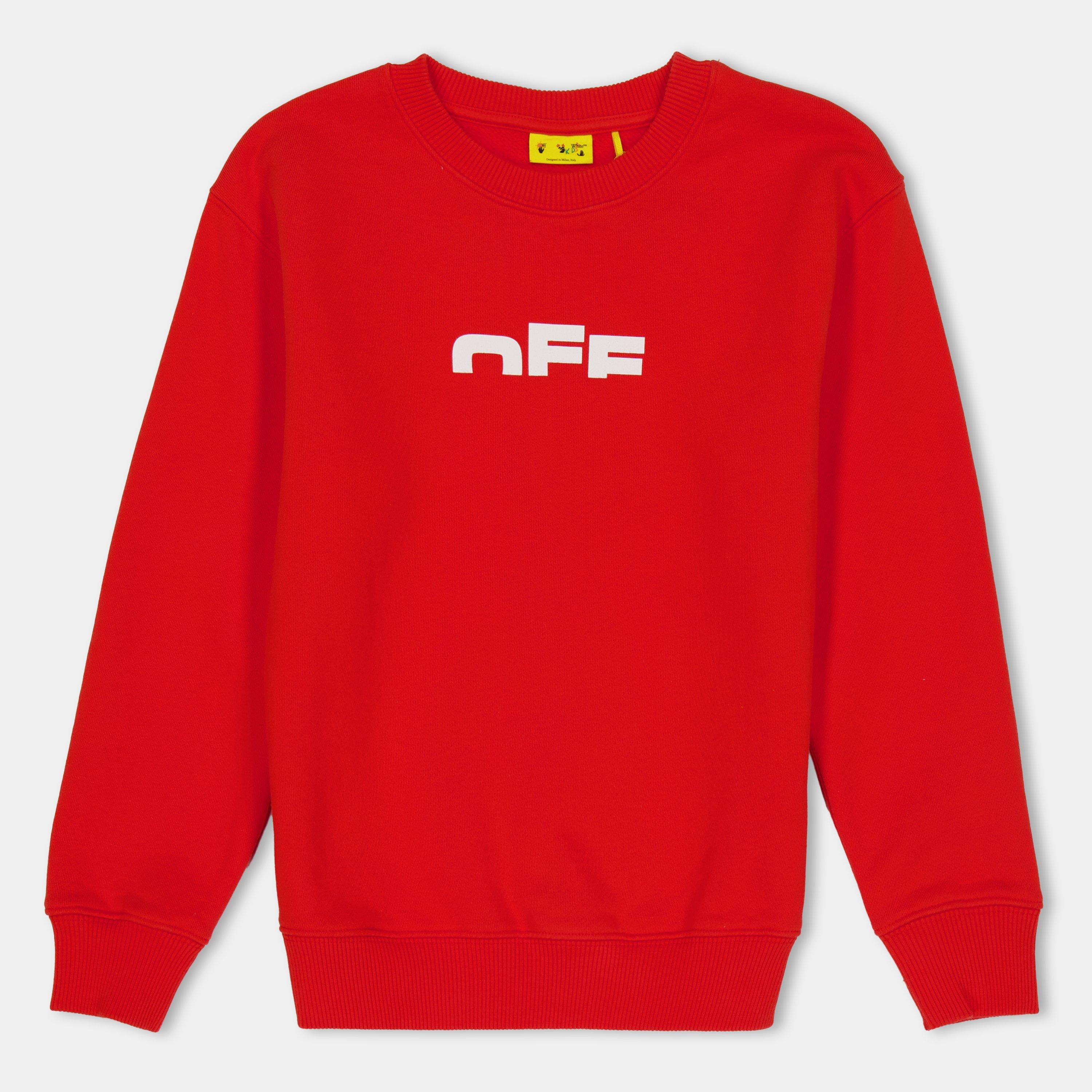 Red 2501 - Off White - Unisex Kids' Logo Relaxed Fit Crew Sweatshirt - 1