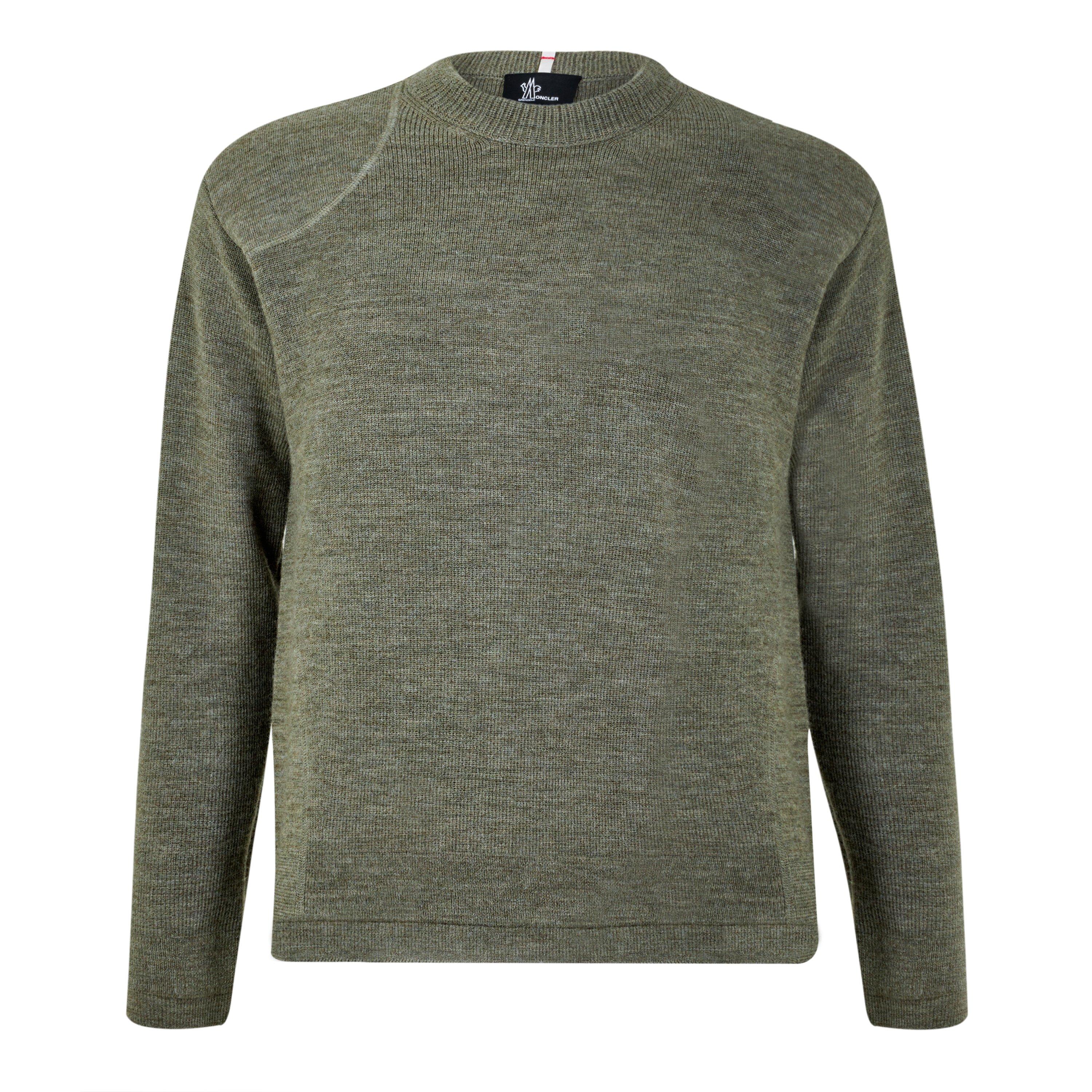 Moncler , Round-Neck Knitwear, Male, Green, M, Wool Crew Neck Jumper - Image 6