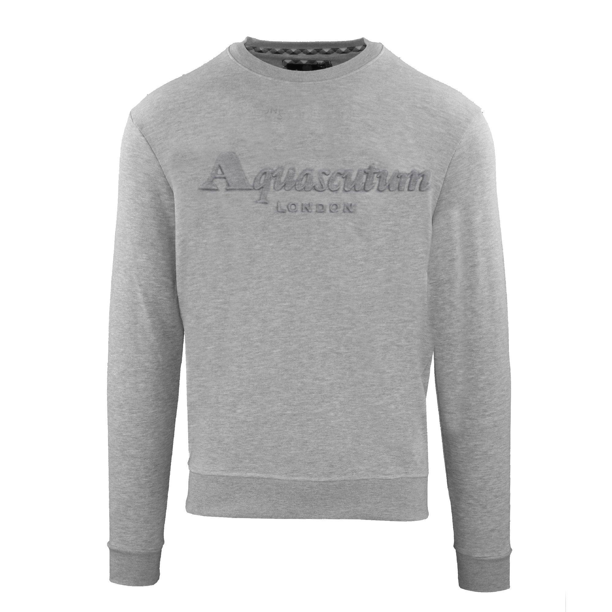 Grey - Aquascutum - Men's Roundnk Sweat Crew Sweatshirt - 1