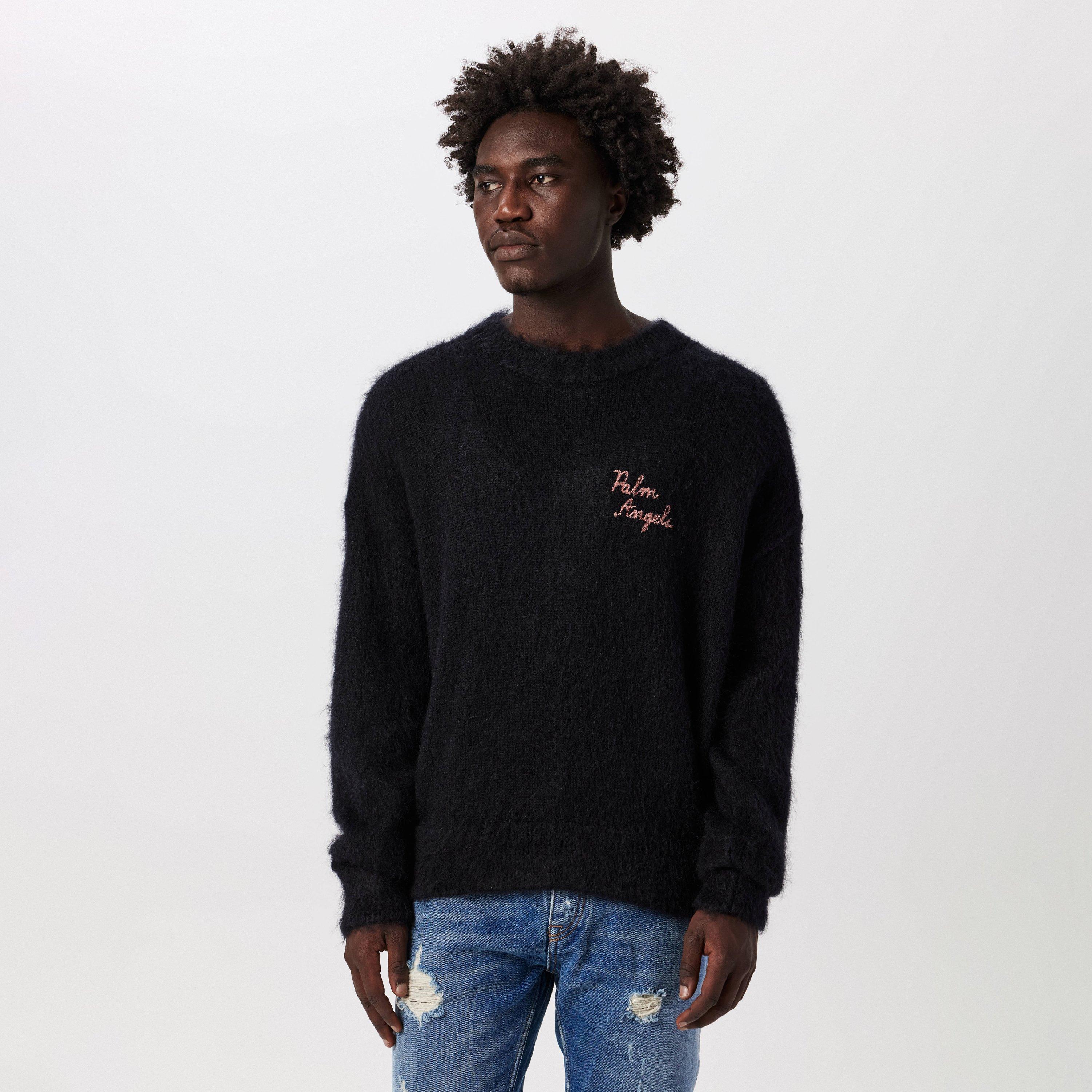 Black/Fuchsia - Palm Angels - Men's Brushed Crew Sweatshirt - 3