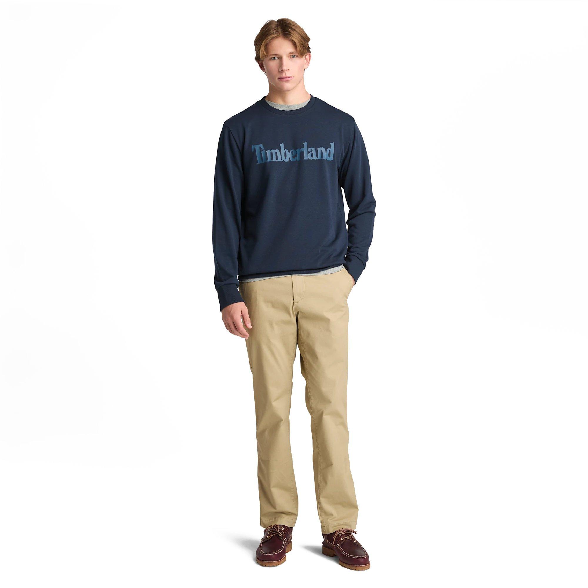 Dark Sapphire - Timberland - Men's Northwood Wordmark Cotton Long-Sleeve Sweatshirt - 4