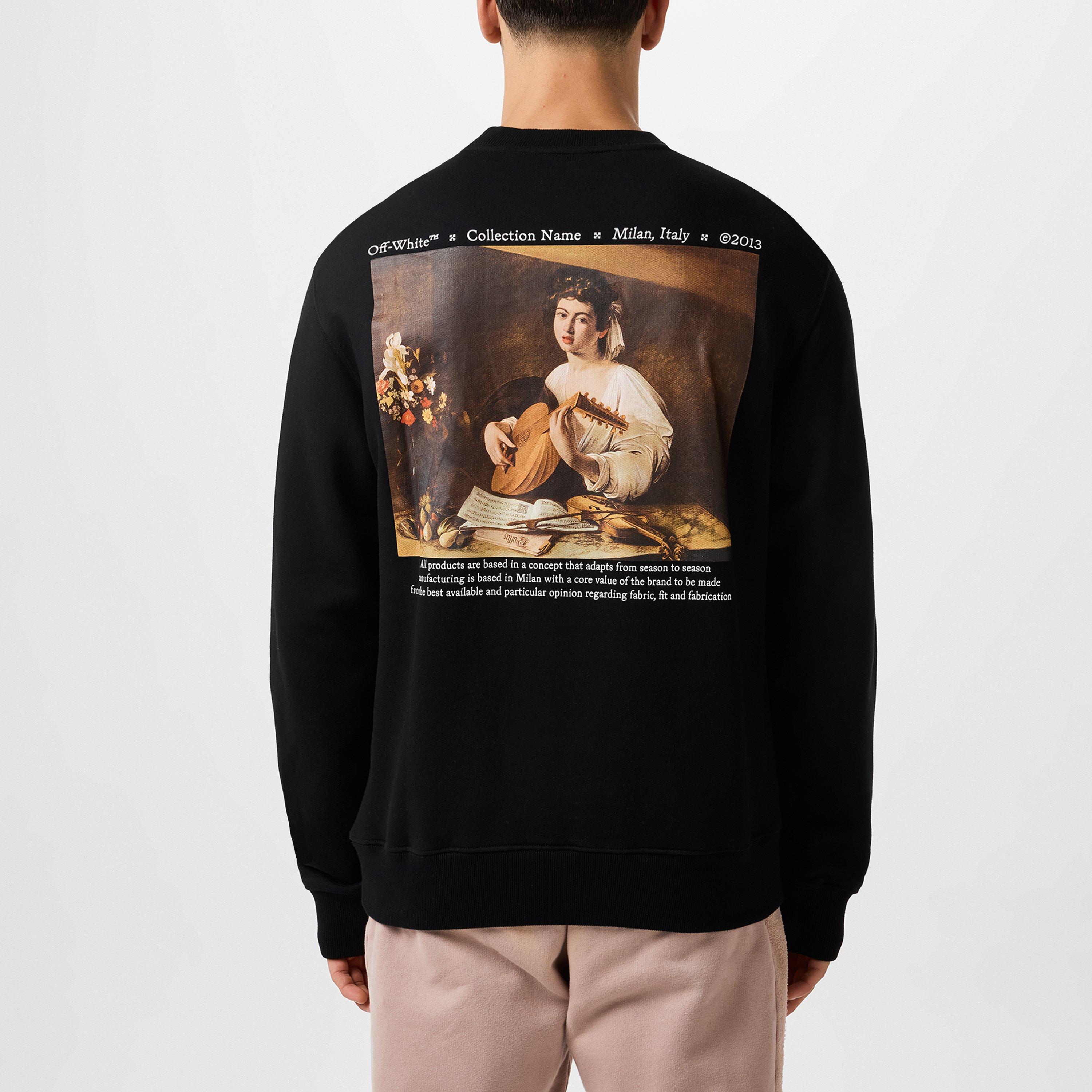 Black/White - Off White - Men's Caravaggio Lute Skate Slim Crew-Neck Sweatshirt - 3