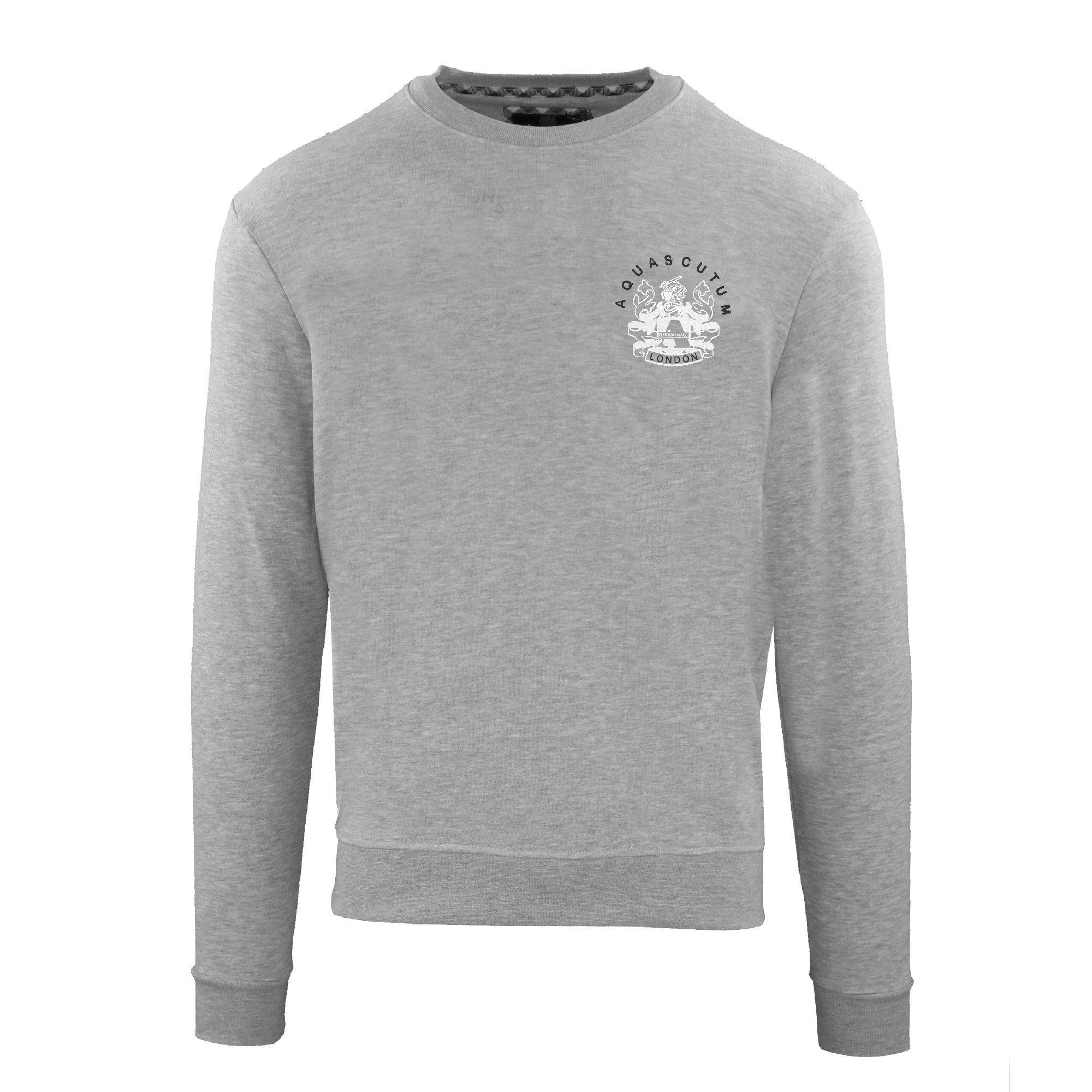 Grey - Aquascutum - Men's Roundnk Sweat Crew Sweatshirt - 1