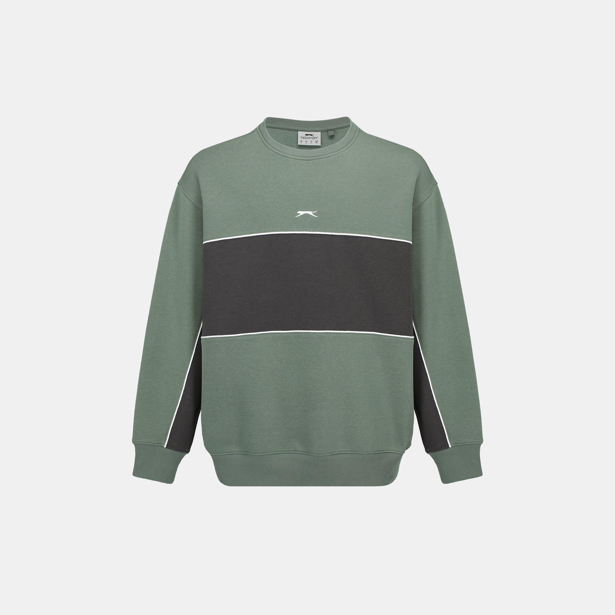 Slazenger Men's Fleece Sportswear Crew Sweat - Laurel/Grey - M