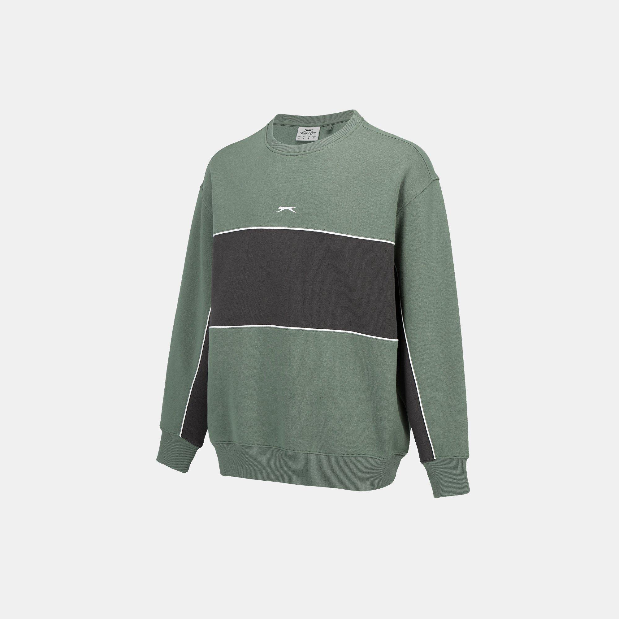 Laurel/Grey - Slazenger - Fleece Sportswear Crew Sweat Mens - 3