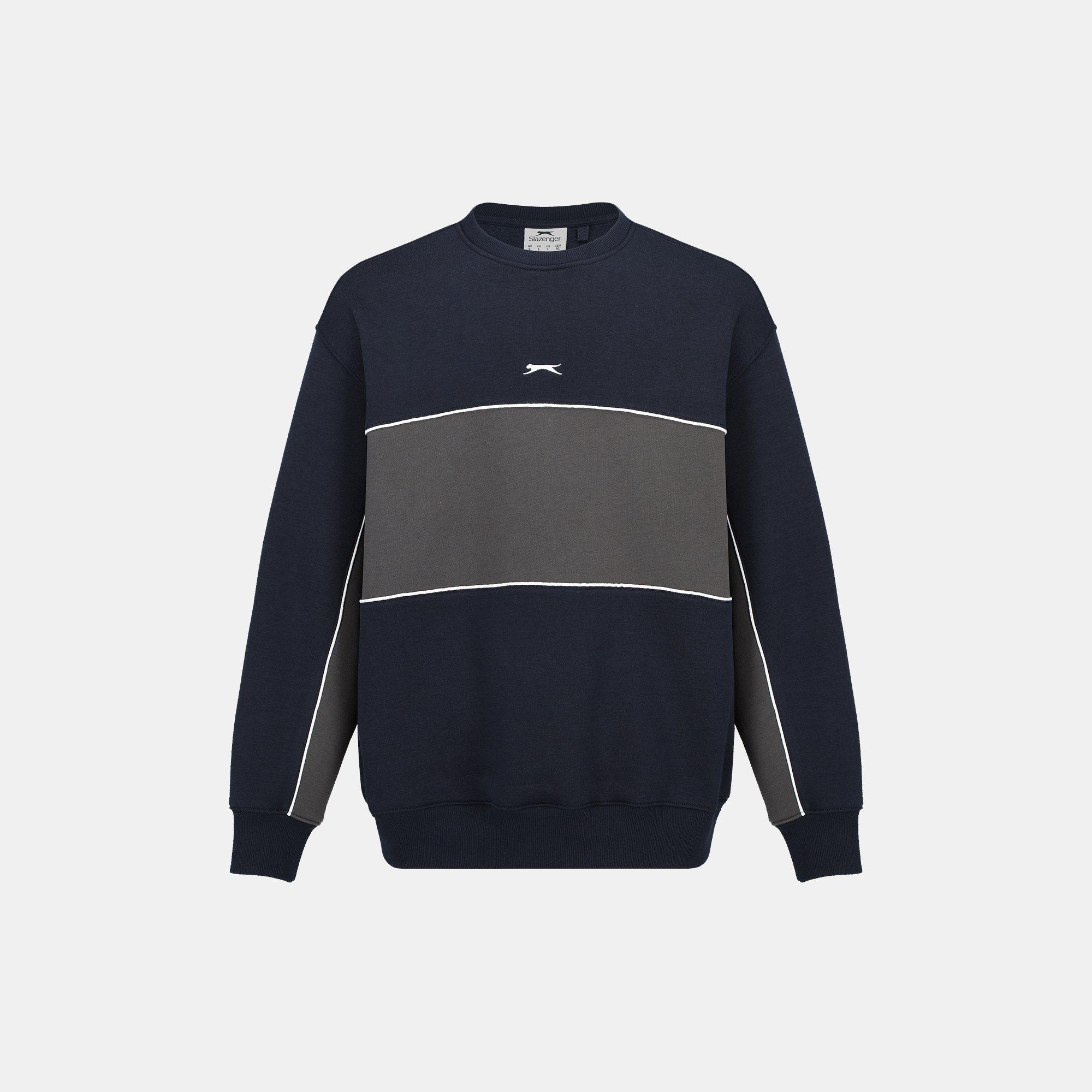 Navy/Smoke - Slazenger - Fleece Sportswear Crew Sweat Mens - 1