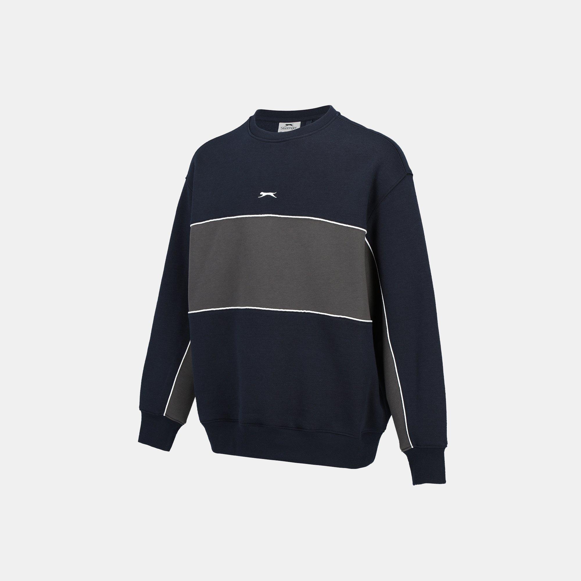 Navy/Smoke - Slazenger - Fleece Sportswear Crew Sweat Mens - 3